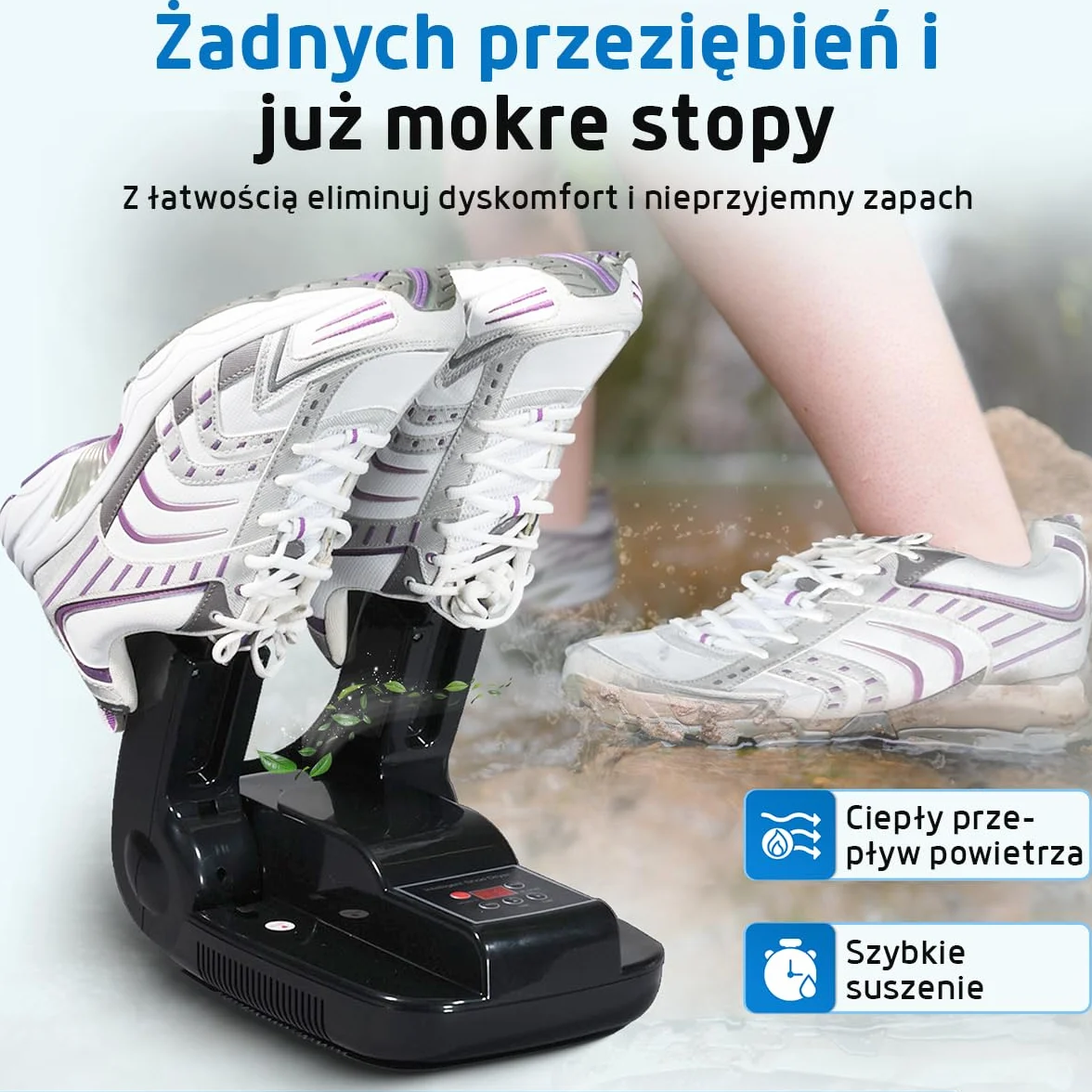 Suszarka do butów Fleau Smart - Ozon/funkcja suszenia - Odświeżacz do butów - Usuwacz nieprzyjemnych zapachów - W zestawie. Kulki zapachowe i szczotka do butów