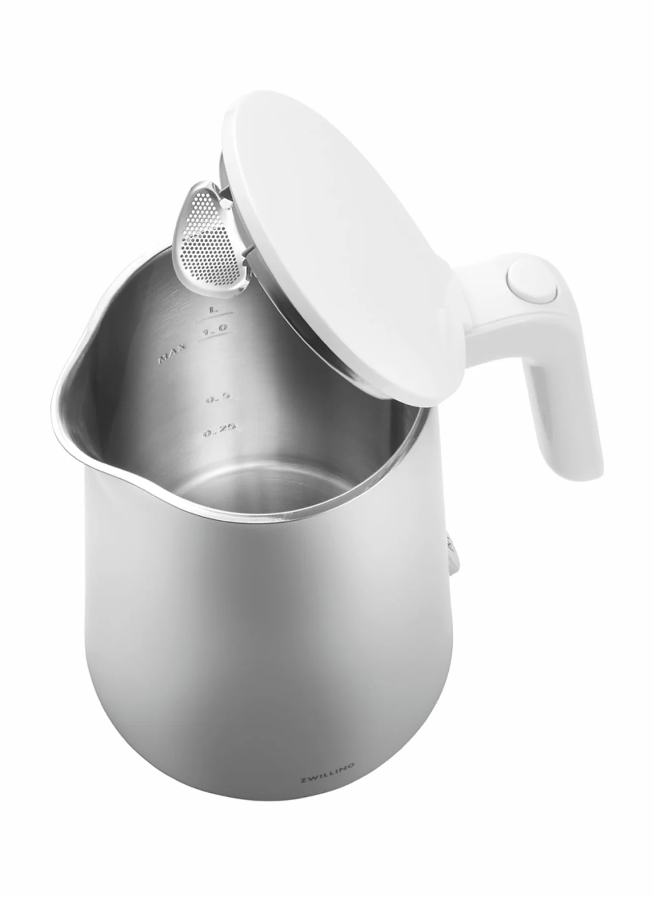 ZWILLING Czajnik ENFINIGY z filtrem wapiennym ze stali nierdzewnej i ochroną przed przegrzaniem, bezprzewodowy, 1850 W, 1,0 litra, srebrny