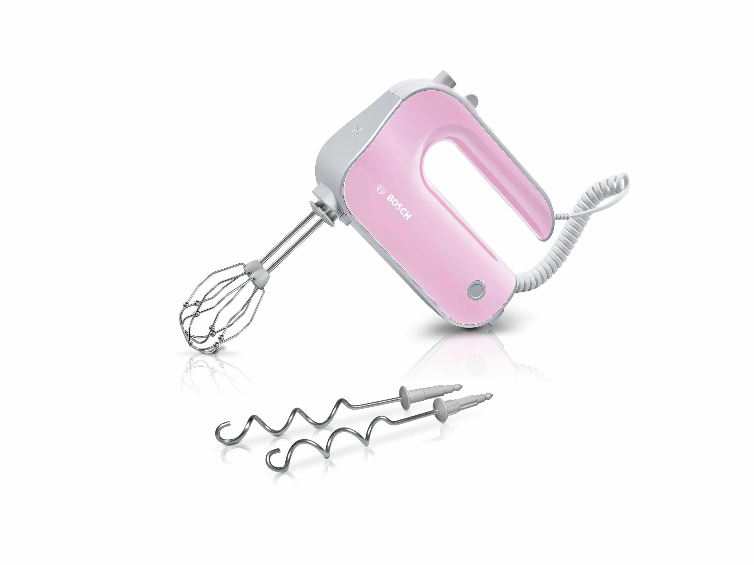 Bosch,Mikser Ręczny Styline Colour, 500 W, 5 prędkości + Turbo, FineCreamer, Haki do ciasta, Ergonomiczny uchwyt, MFQ4030K, różowy/srebrny