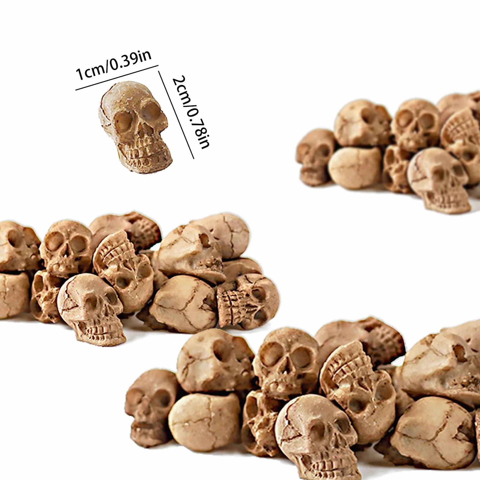 Zestaw 20 sztuk trupiej czaszki z żywicy, dekoracyjna czaszka, mini dekoracja szkieletu na Halloween, mini figurki czaszki z żywicy, mini czaszki na Halloween, dekoracja DIY, zielenie, rośliny