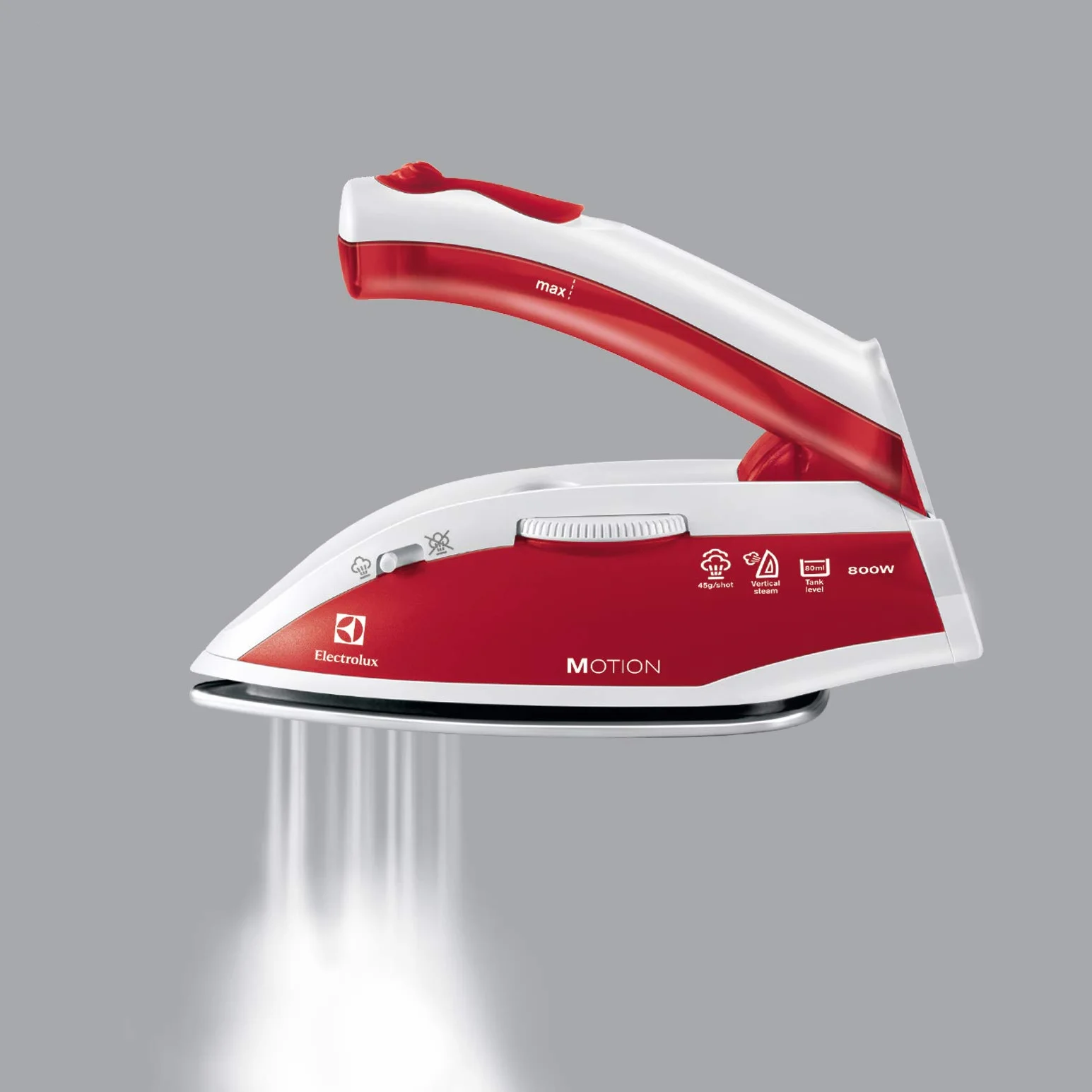 Electrolux Żelazko turystyczne 800 W, Zmienna i stała para wodna, Ergonomiczny składany uchwyt,Stopa żelazka ze stali nierdzewnej,45gr wyrzut pary,60 ml zbiornik na wodę,1,9 m przewód,EDBT800,Czerwony