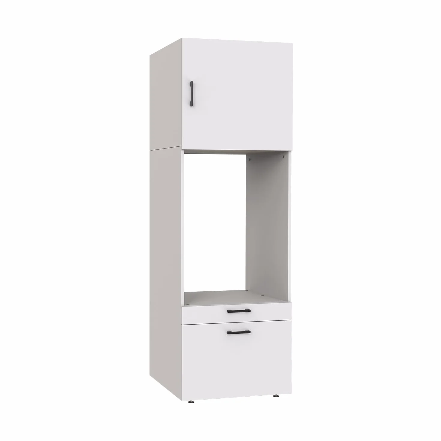 ROOMART , Szafka na pralkę z zestawem do szafy, szufladą i deską wysuwaną, biała, czarny dąb, nadbudowa pralki (szafka + nasadka (62 cm), biała)