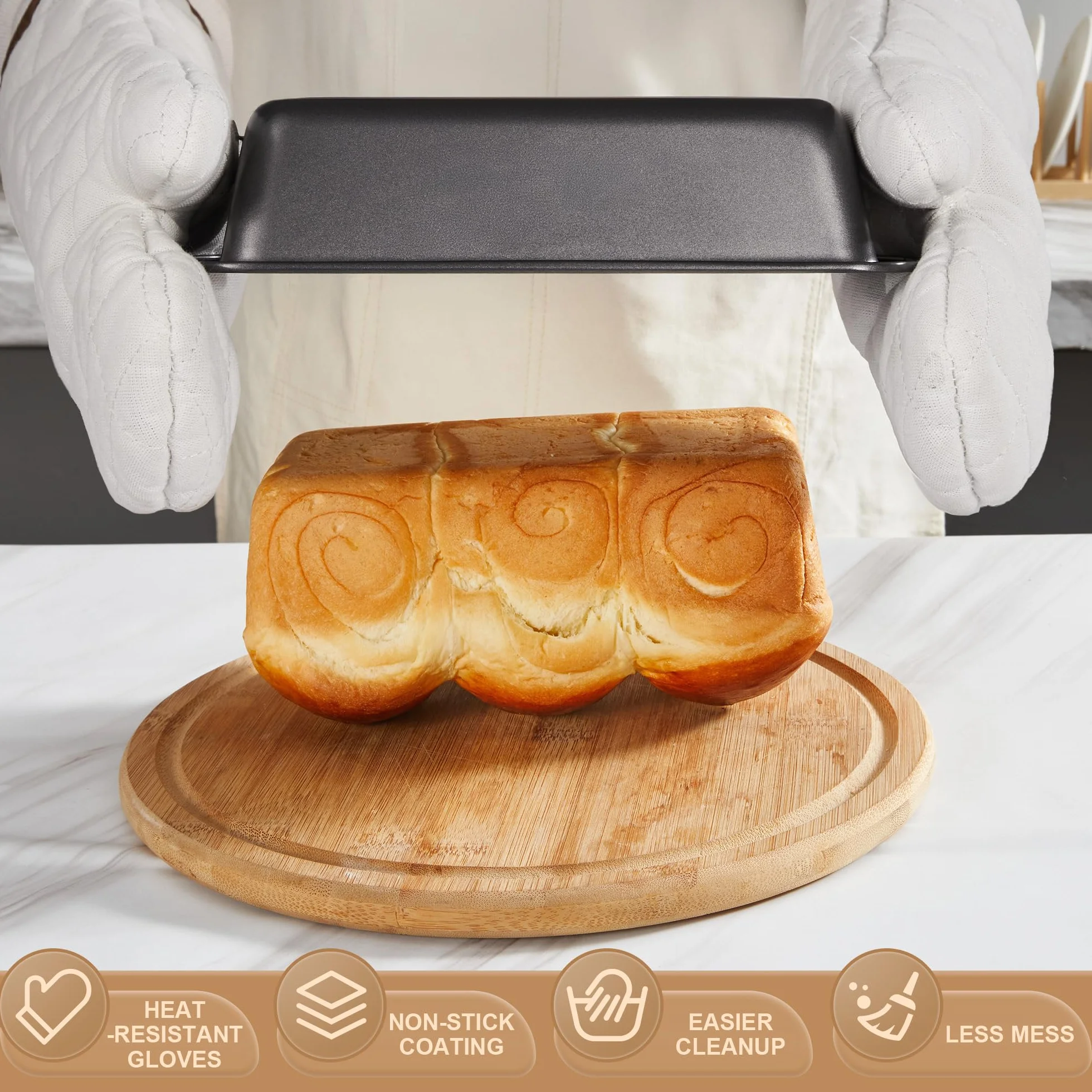 HONGBAKE Zestawy naczyń do pieczenia, zestaw patelni do pieczenia z przyborami kuchennymi, nieprzywierająca patelnia do piekarnika z szerszymi uchwytami, 17 sztuk, w tym stojak, arkusz na ciastka,