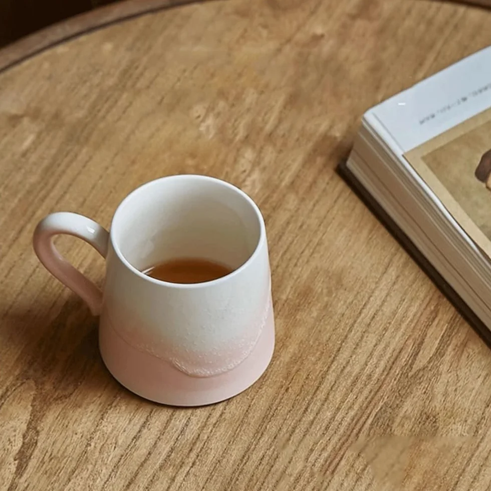 Kubek rzemieślniczy w nowoczesnym stylu Kiln Transformation Cup, bursztynowy zestaw różowych filiżanek do kawy, 1 szt., pojemność 300 ml, dla par i dziewcząt na prezent