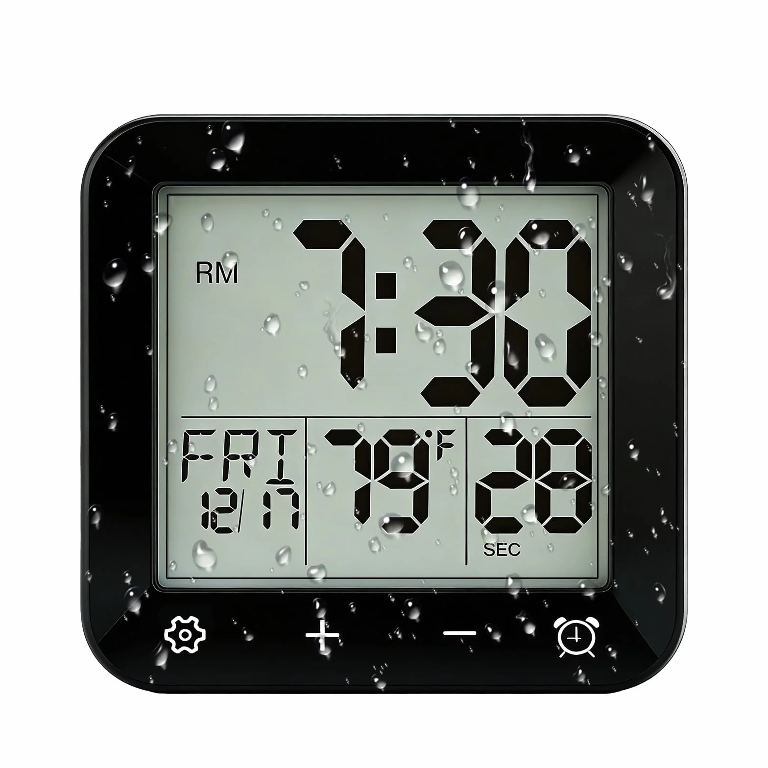 Cyfrowy wodoodporny zegar prysznicowy, łazienkowy zegar kuchenny z minutnikiem, zegar ścienny z dużym wyświetlaczem LCD, temperatura, przycisk dotykowy, ssanie, otwór do zawieszenia, zasilanie