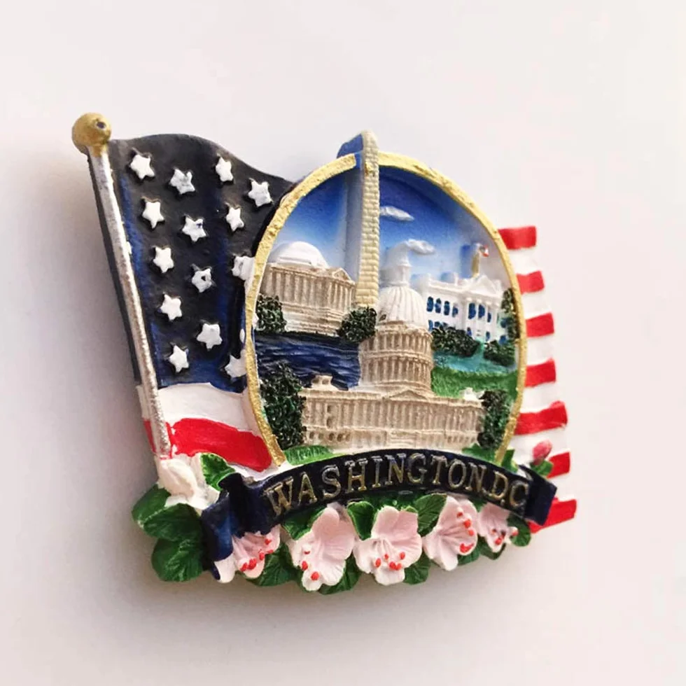 Stolica Stanów Zjednoczonych Waszyngton pomnik Waszyngton D.C. Ameryka USA magnes na lodówkę 3D żywica ręcznie robiona rękodzieło turystyczne podróż miasto pamiątka kolekcja list naklejka na lodówkę