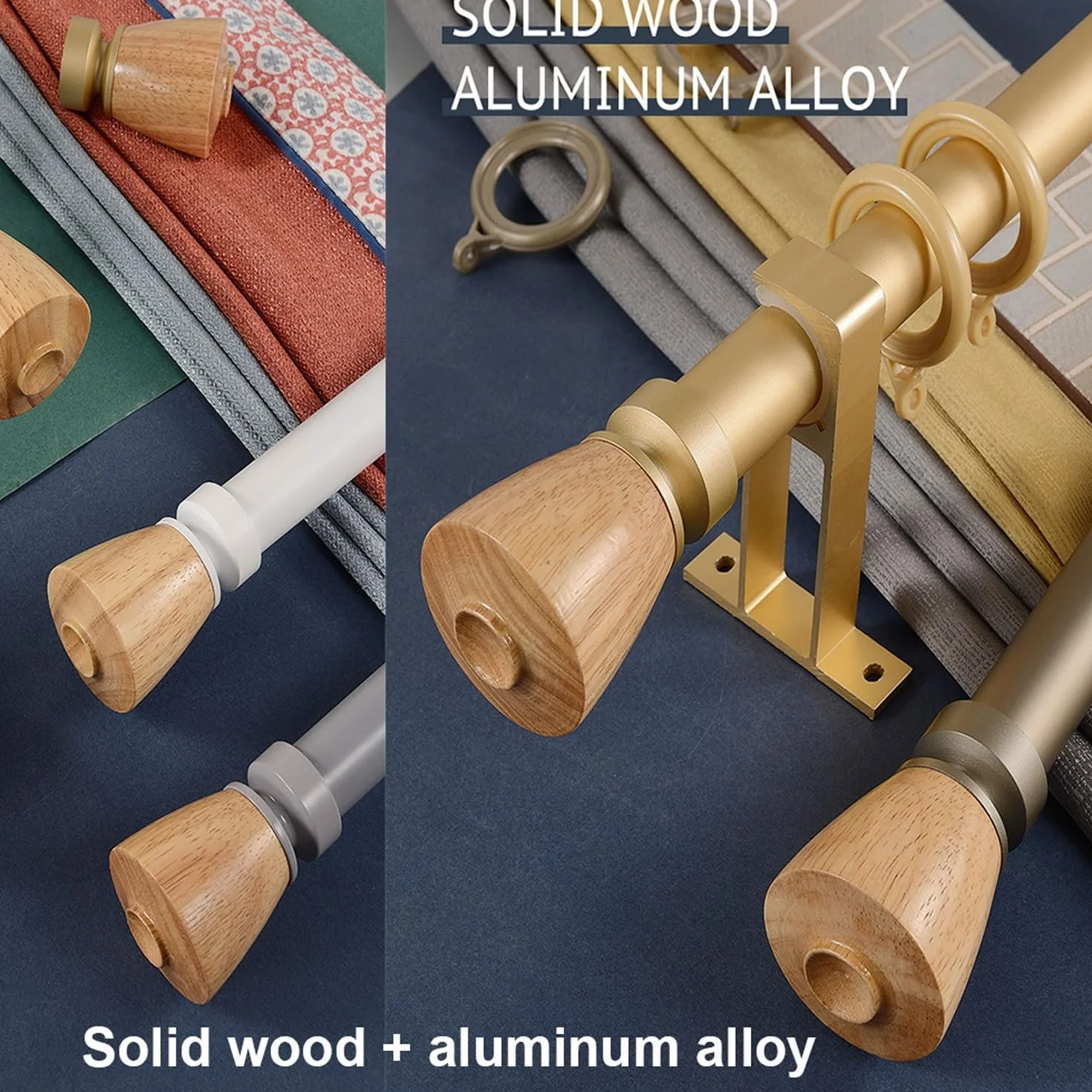 Aluminiowa szyna do zasłon, 2-warstwowa przegroda, łatwa instalacja, nowoczesny design, do salonu i sypialni, do użytku na zewnątrz (złota, 1,2 m)
