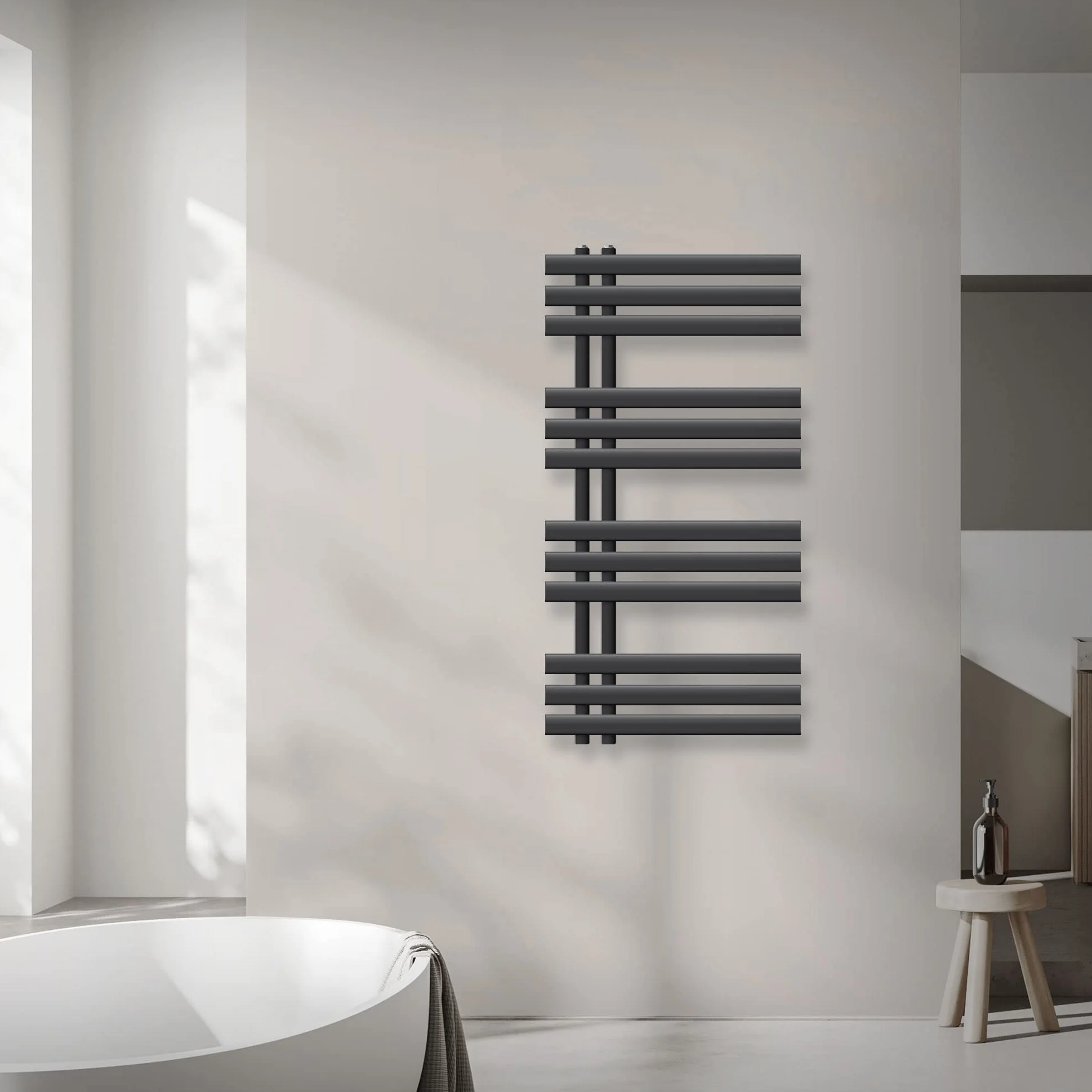 ECD Germany Iron EM Design Grzejnik łazienkowy elektryczny 500 x 1000 mm Antracyt z prętem grzewczym 300W Chrom Duża pojemność - Design Radiator Panel Radiator Towel Warmer Towel Dryer
