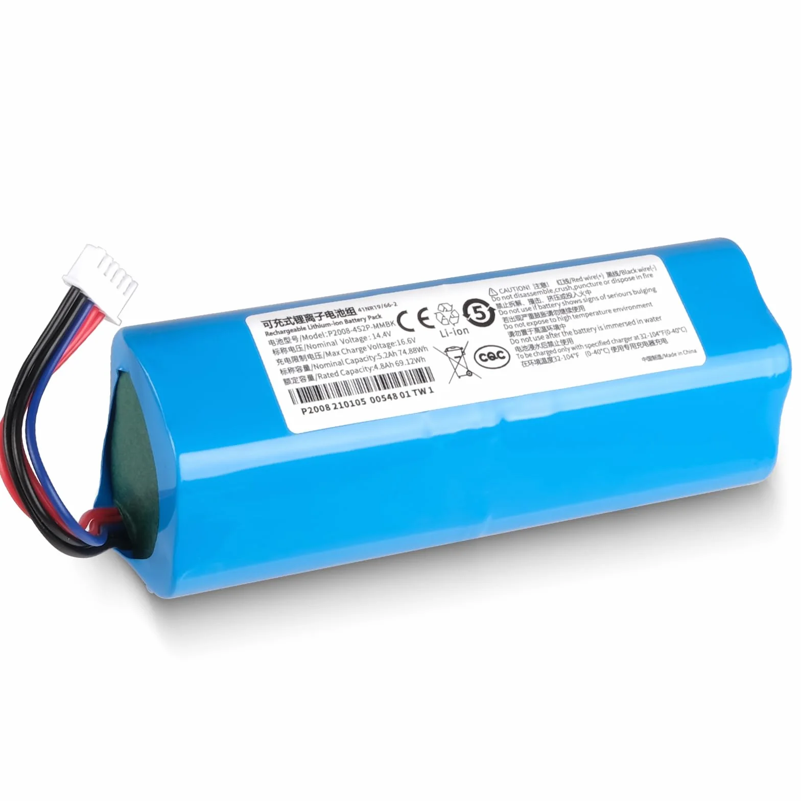 Akumulator 5200 mAh kompatybilny z Ecovacs Deebot T5 T8 T8+ T9 T9+, Deebot T10 T9 Ozmo 950 DX65 DX93 DX96 X1 Omni X1 Turbo X1 Plus DLX11-21/61 DBX11-11-11 /21 Aspire radery, S10-LI-144-5200 201-1913