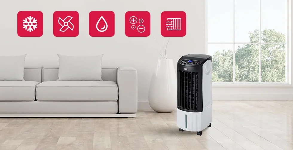 HAXON ROX klimator ewaporacyjny 12 l, 1000 m³/h, jonizacja, nawilżacz i wentylator, pilot, timer 24 h, funkcja SWING, chłodzenie powietrza do domu i biura