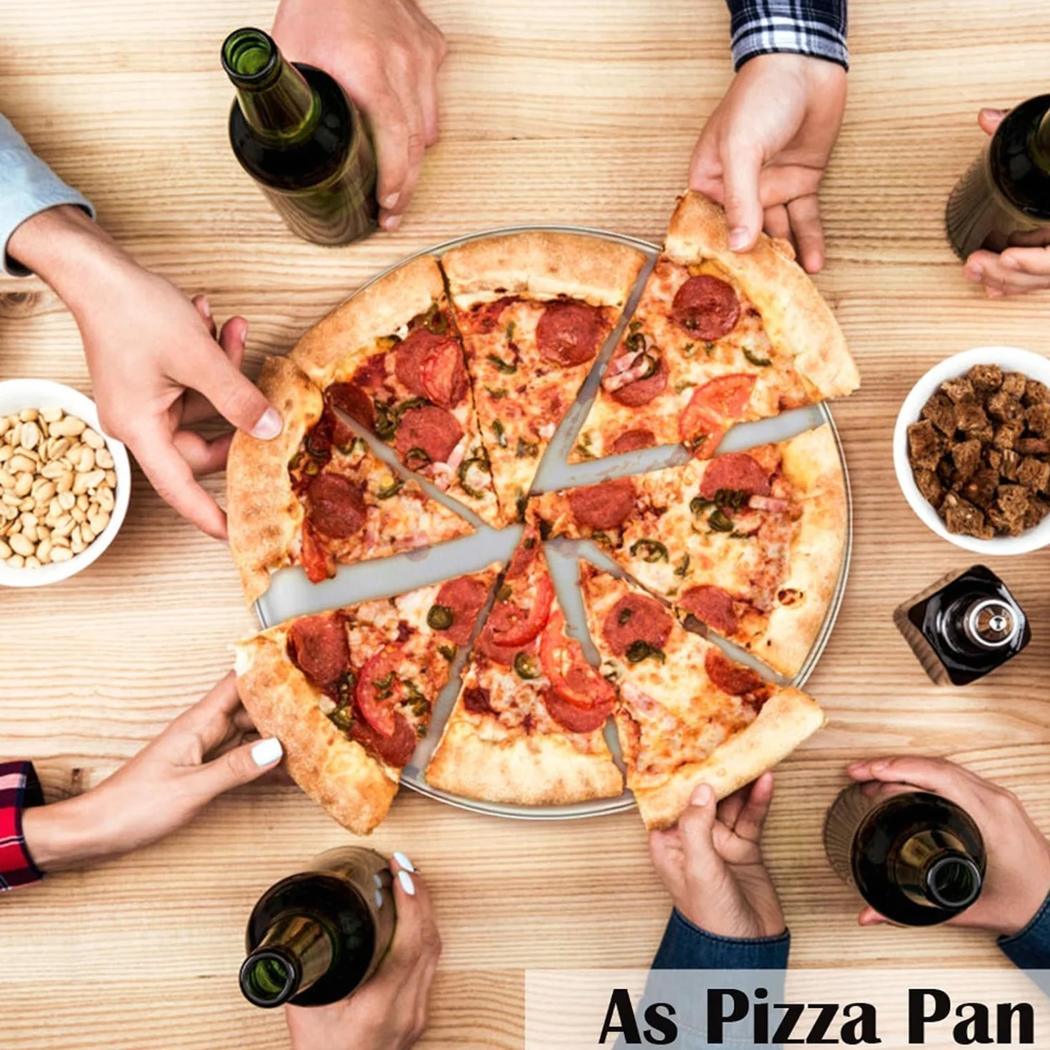 Aluminiowa forma do pizzy, 12 cali, szeroki rant – zestaw 4 sztuk
