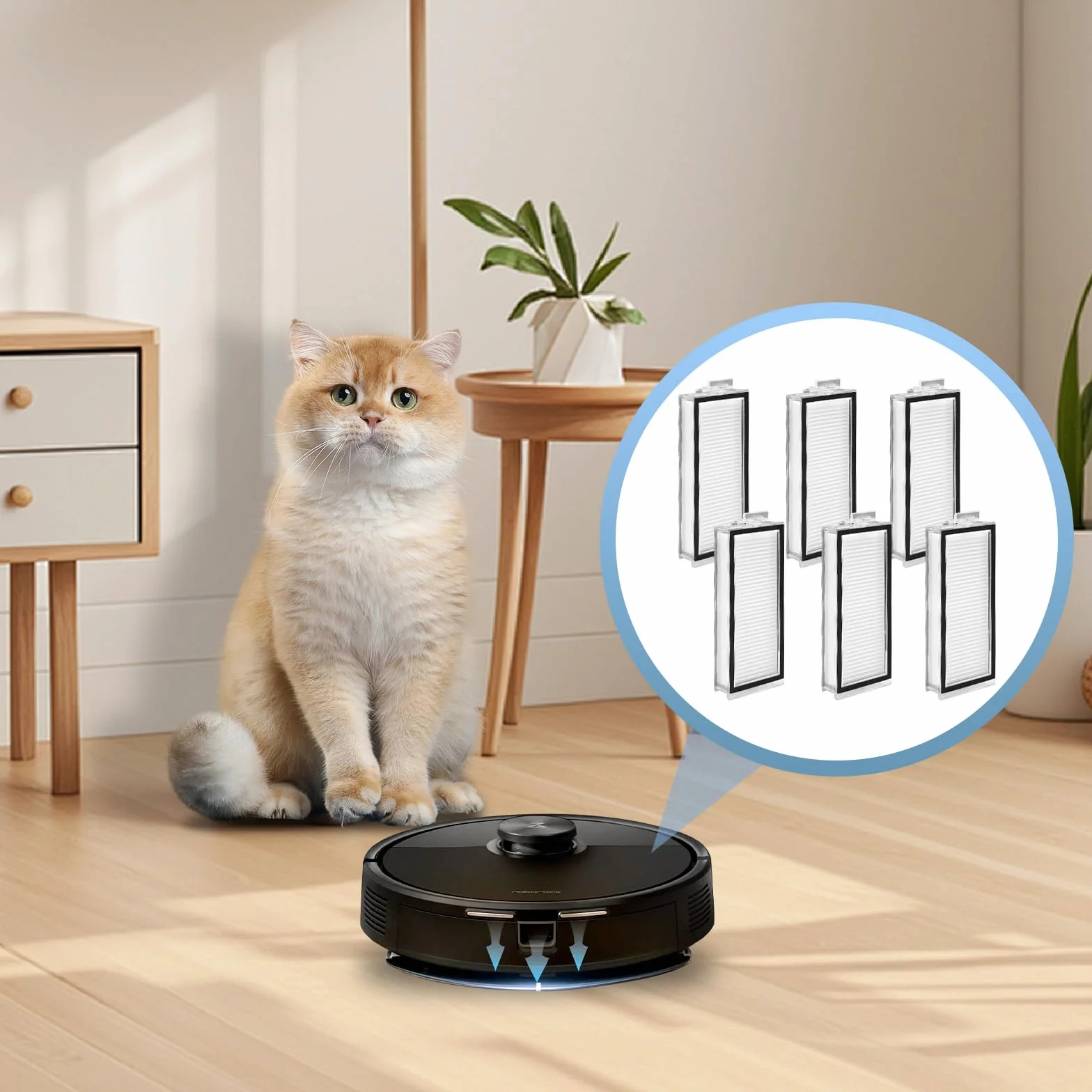 6 sztuk filtrów HEPA do Roborock Q5 Max+/Q7 Max/ Q7 Max+/ Q7 / Q7+/ Q8 Max / Q8 Max+/Q5 Pro / Q5 Pro + / T8 części zamienne, filtr nadający się do prania i wielokrotnego użytku, wydajny