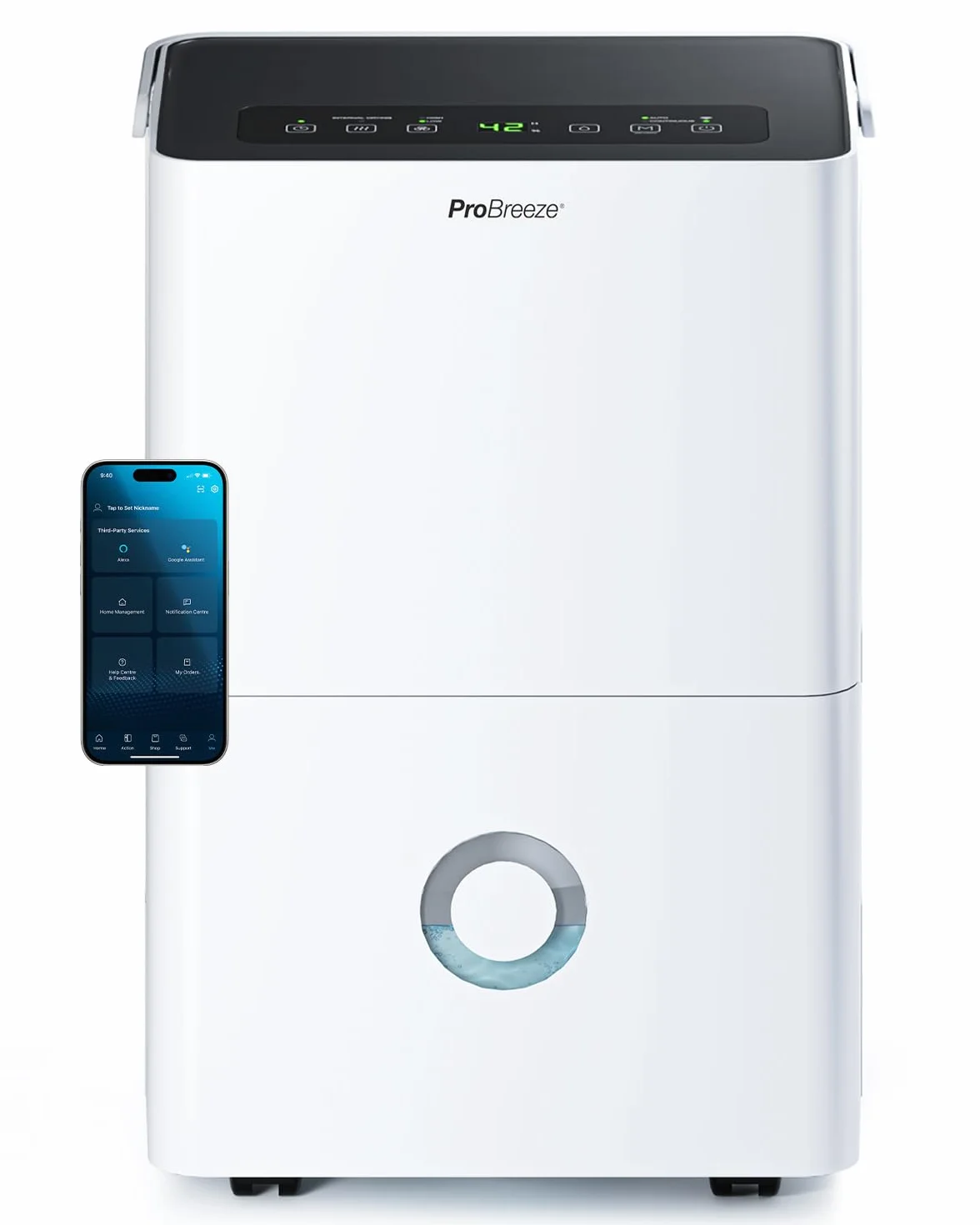 Pro Breeze Osuszacz powietrza 30 l w 24 h – wydajność osuszania, elektryczny z Wi-Fi, czujnik wilgotności, zbiornik 4 l, timer, wąż odpływowy, ochrona