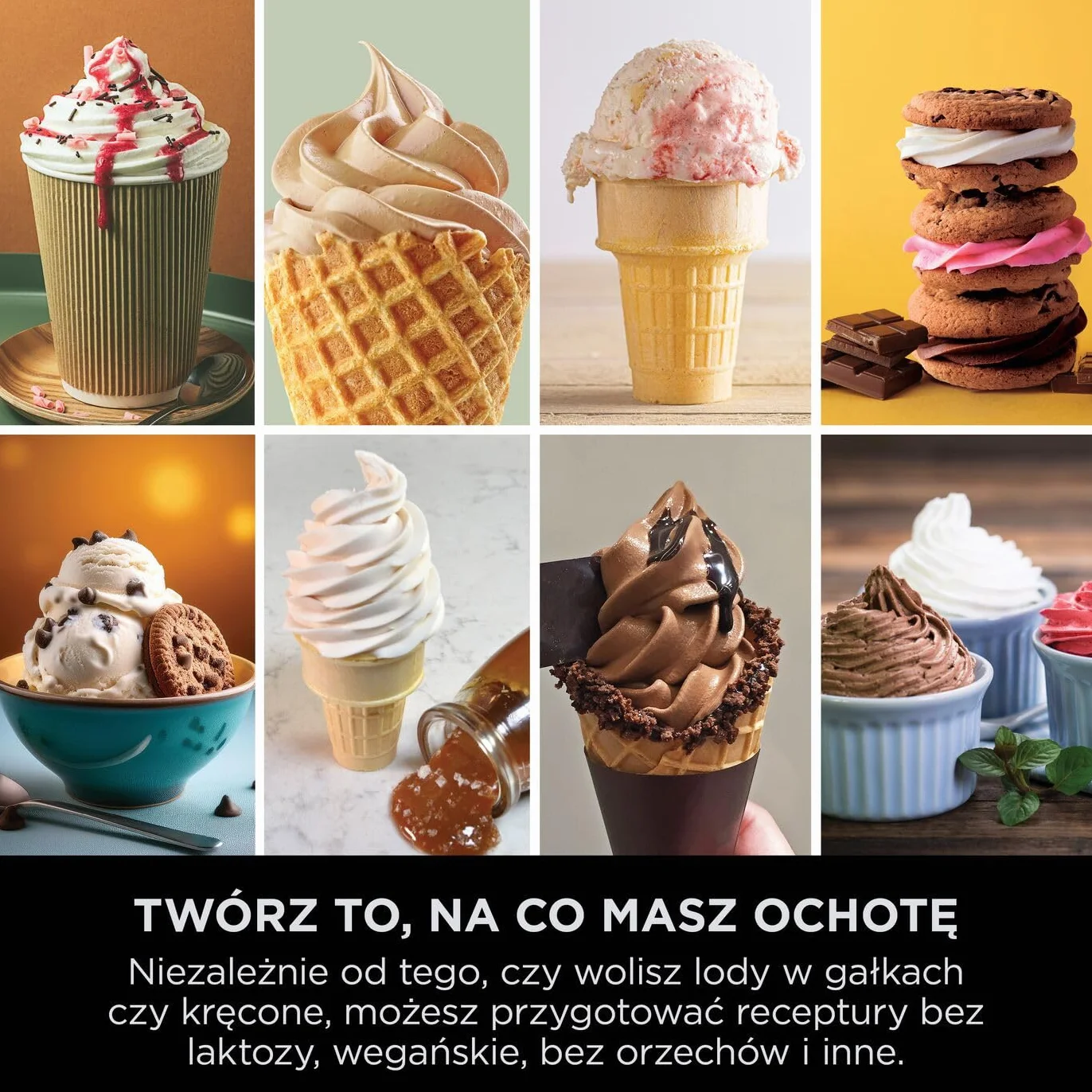 Ninja NC701EUSTGD Maszyna do lodów CREAMi Scoop and Swirl 13 funkcji, 2 pojemniki, kamienne złoto