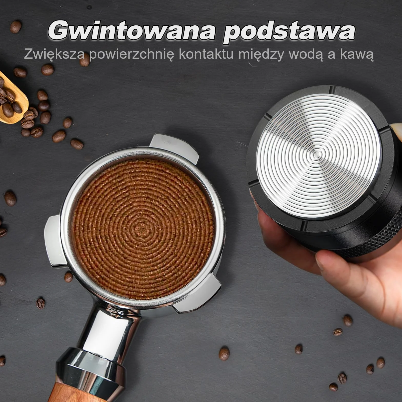 Tamper do espresso 51mm, regulowany tamper do kawy z kalibrowaną sprężyną, narzędzie tamper z 304 stali nierdzewnej, pasujące do koszyków portafiltrów 51mm (Czarny)