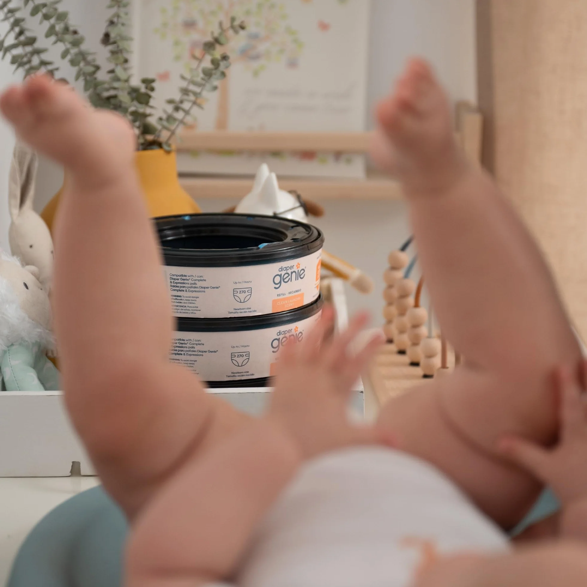 Diaper Genie Wkłady do torebek, 270 szt. (3 sztuki) czysty zapach prania, wkłady do wiader na pieluchy z maksymalną blokadą zapachu, pomieści do 810 pieluch dla noworodków