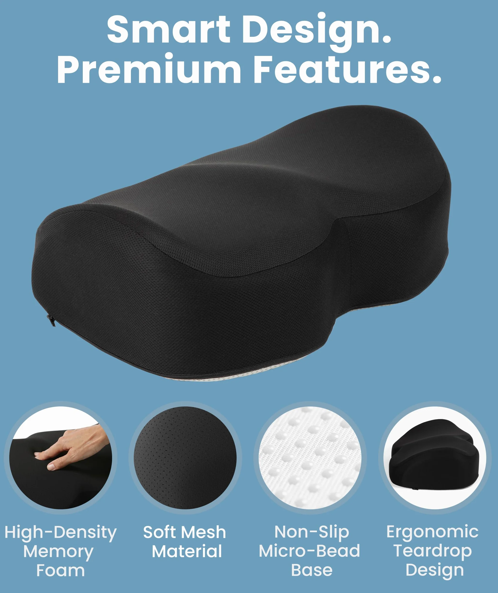 Everlasting Comfort Podnóżek pod biurko – wygodny podnóżek z pianki z pamięcią kształtu do biura i domu, zmywalny pokrowiec, antypoślizgowa podstawa, regulowany podnóżek na biegunach, akcesoria do
