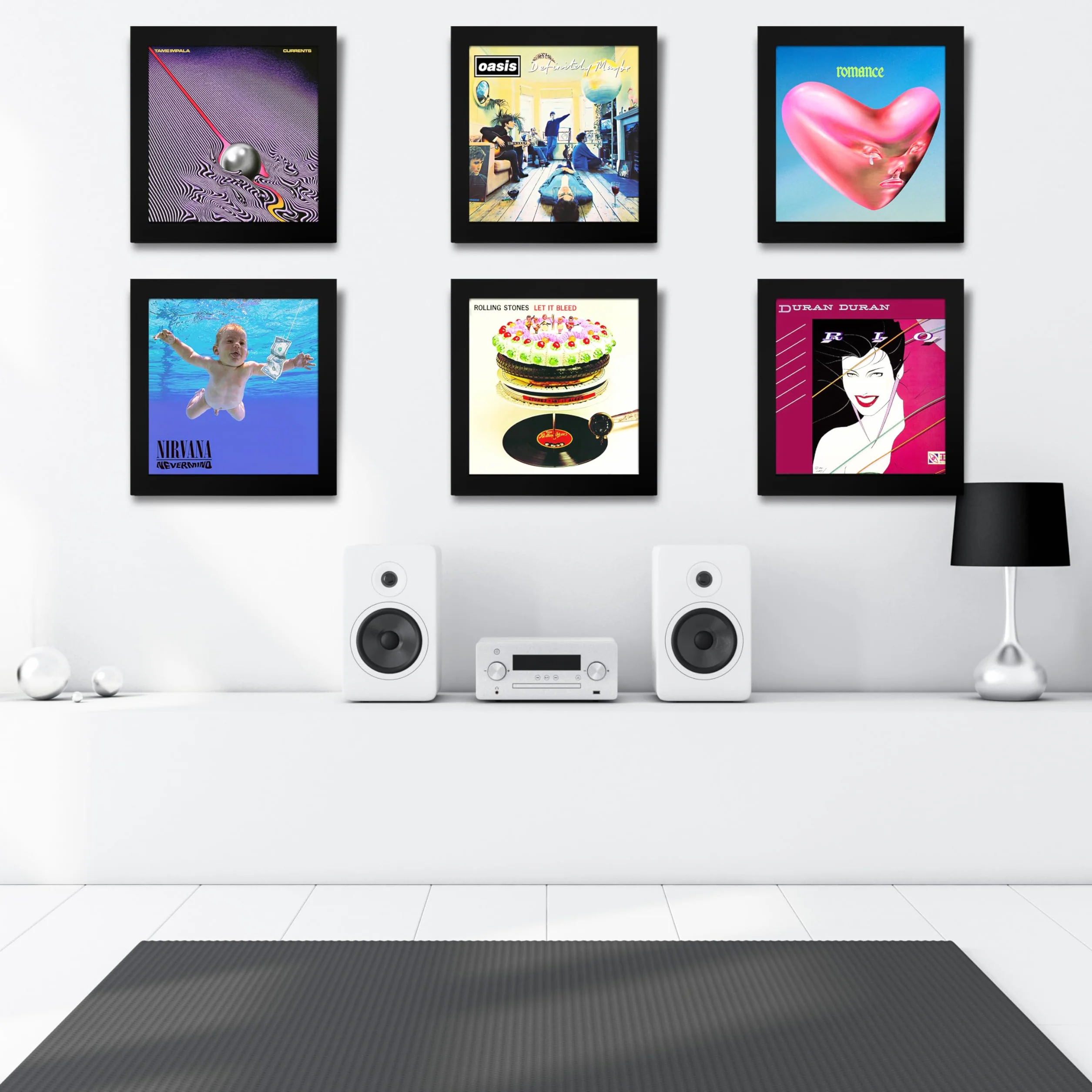 Art Vinyl Play and Display Rama na Winyle - Zestaw 3 Sztuk 38 x 38 cm Czarny Mat z Ochroną UV i Akrylem Odpornym na Zarysowania - Na Pojedynczy Winyl lub 1-3 LP/Podwójny LP Gatefold - Łatwy Montaż