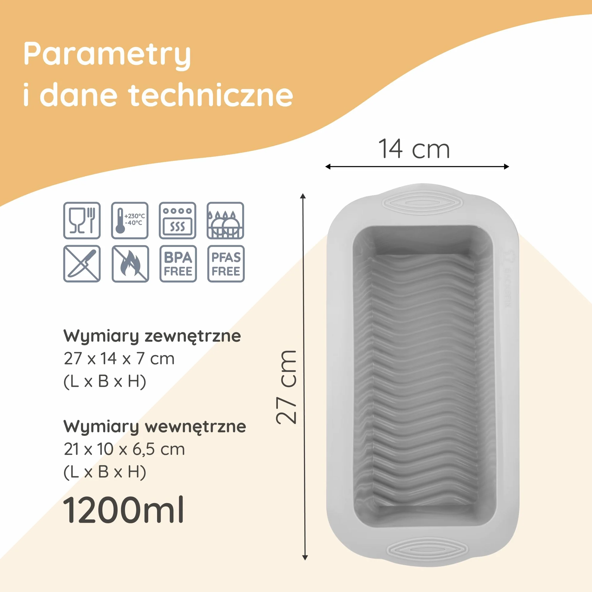 Backefix Silikonowa forma do pieczenia chleba, 21 cm, oryginalna silikonowa forma do pieczenia chleba, duża, również jako forma do pieczenia ciast – sprawdzona pod kątem jakości, bezpieczna dla