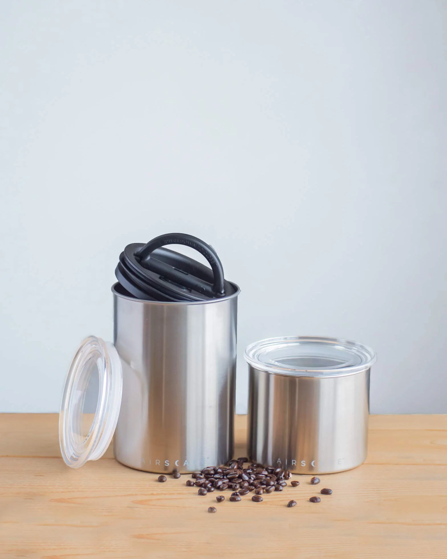 Whew Airscape Kaffee Vorratsdose luftdicht Edelstahl Lebensmittelbehälter Zwei-Wege-CO2 Ventil Klein Matte Black