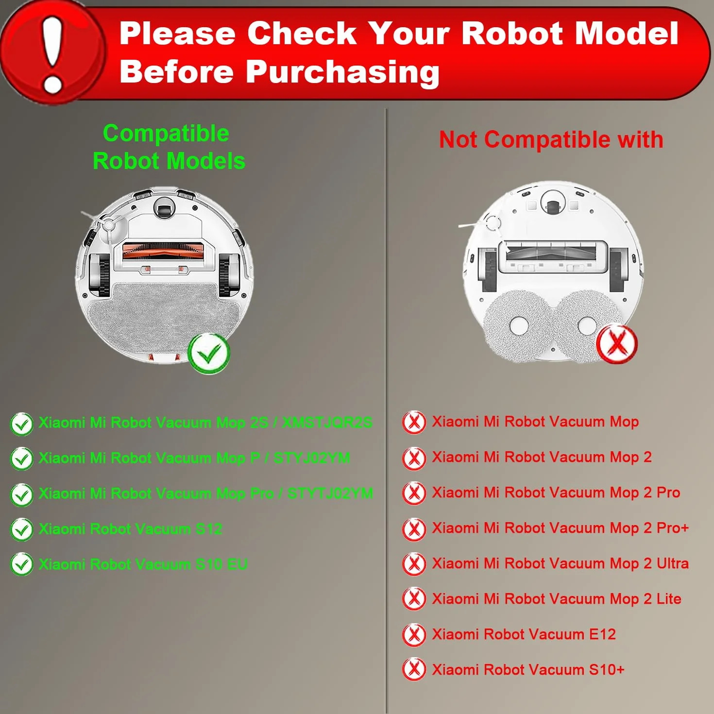 Akcesoria zamienne do Xiaomi Mi Robot Vacuum Mop 2S/ Mop Pro/Mop P/ STYJ02YM, zamiennik do odkurzacza Xiaomi Mi Robot S12/ S10 EU, 2 szczotki głównej, 4 filtr HEPA, 4 mopy, 6 szczotek