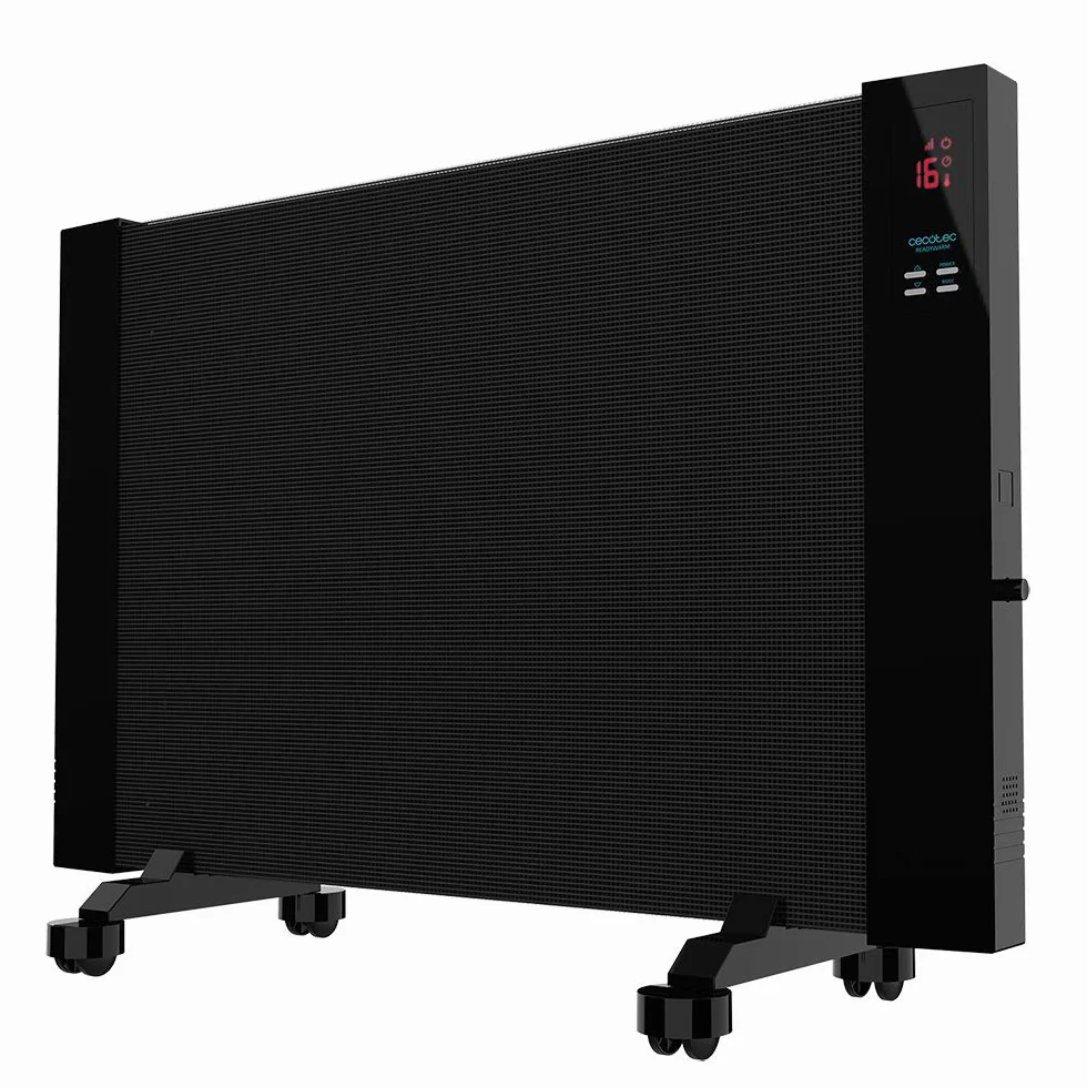 Cecotec Ready Ciepła 3100 Smart Now. Mocny panel promieniujący 2000W. Wyświetlacz LCD, programowalny, 3 tryby, zabezpieczający przed przegrzaniem, przechylaniem, WarmSpace, AutoOff, na kółkach, czarny
