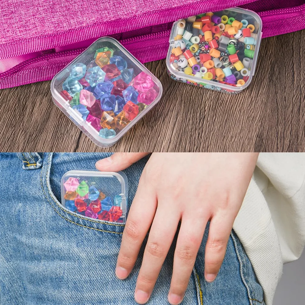 Mini przezroczyste plastikowe pudełka do przechowywania 5.5x5.5x2 cm 15 sztuk na małe przedmioty