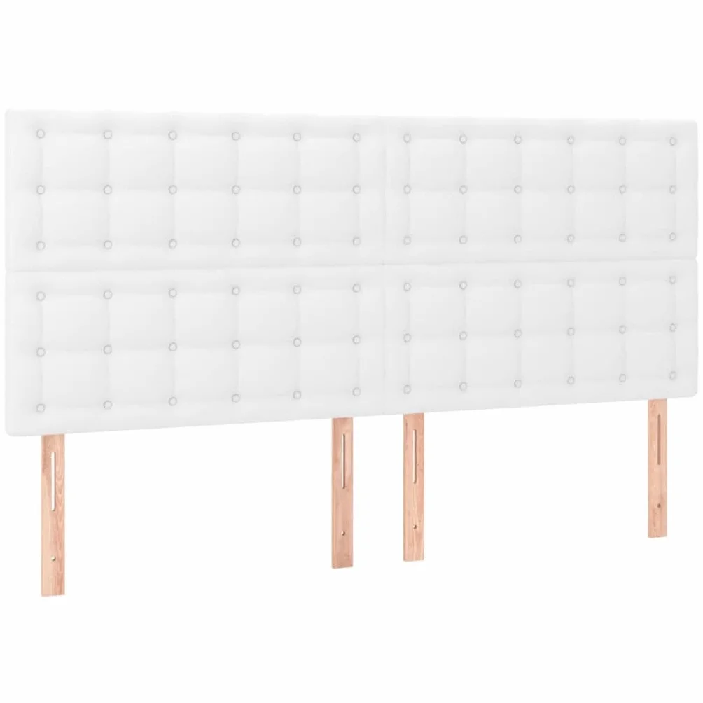 Sztuczna skóra z regulowanym zagłówkiem 160x200 cm biały | Rama łóżka z zagłówkiem biała 160x200 cm sztuczna skóra regulowana wysokość stabilna nóżki