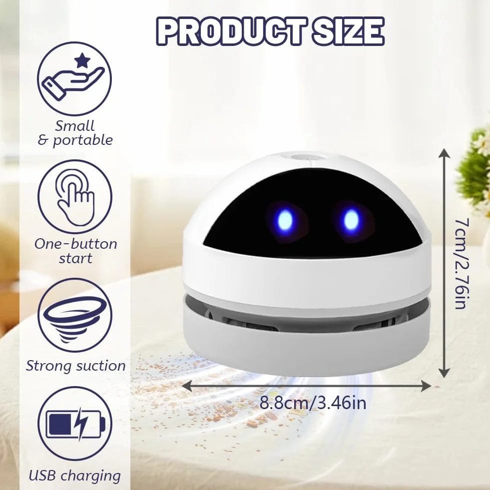 Flintronic Mini odkurzacz, mały odkurzacz do ładowania przez USB, przenośny odkurzacz z mocną bezprzewodową mocą ssania do stołu, biura, samochodu, szkoły i domu – słodkie wyrażenia
