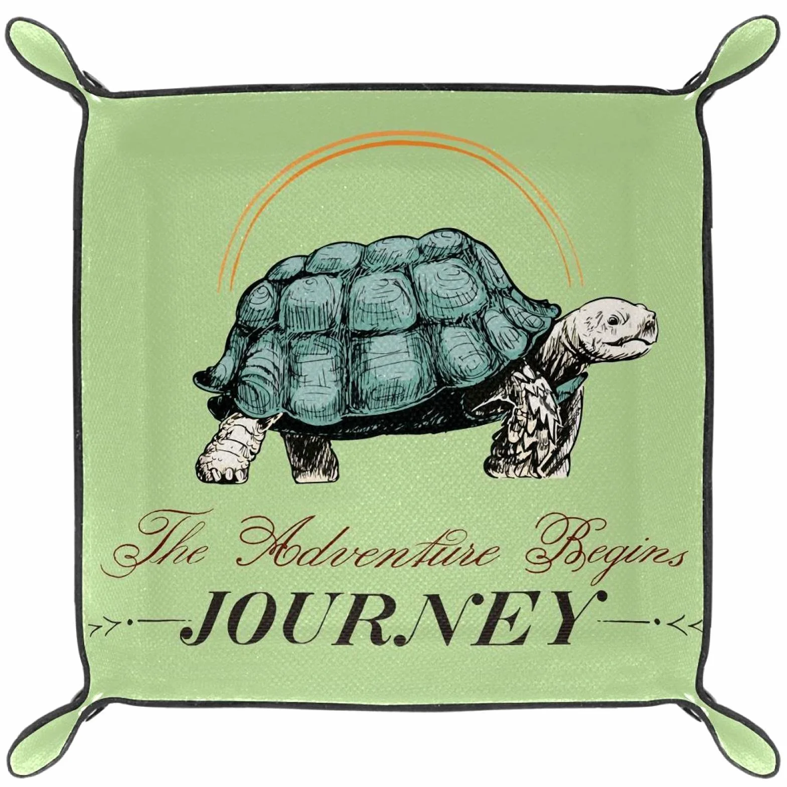Skórzana taca na kamerdyner organizer przy łóżku biurko płyta do przechowywania Catchall Turtle Travel Design