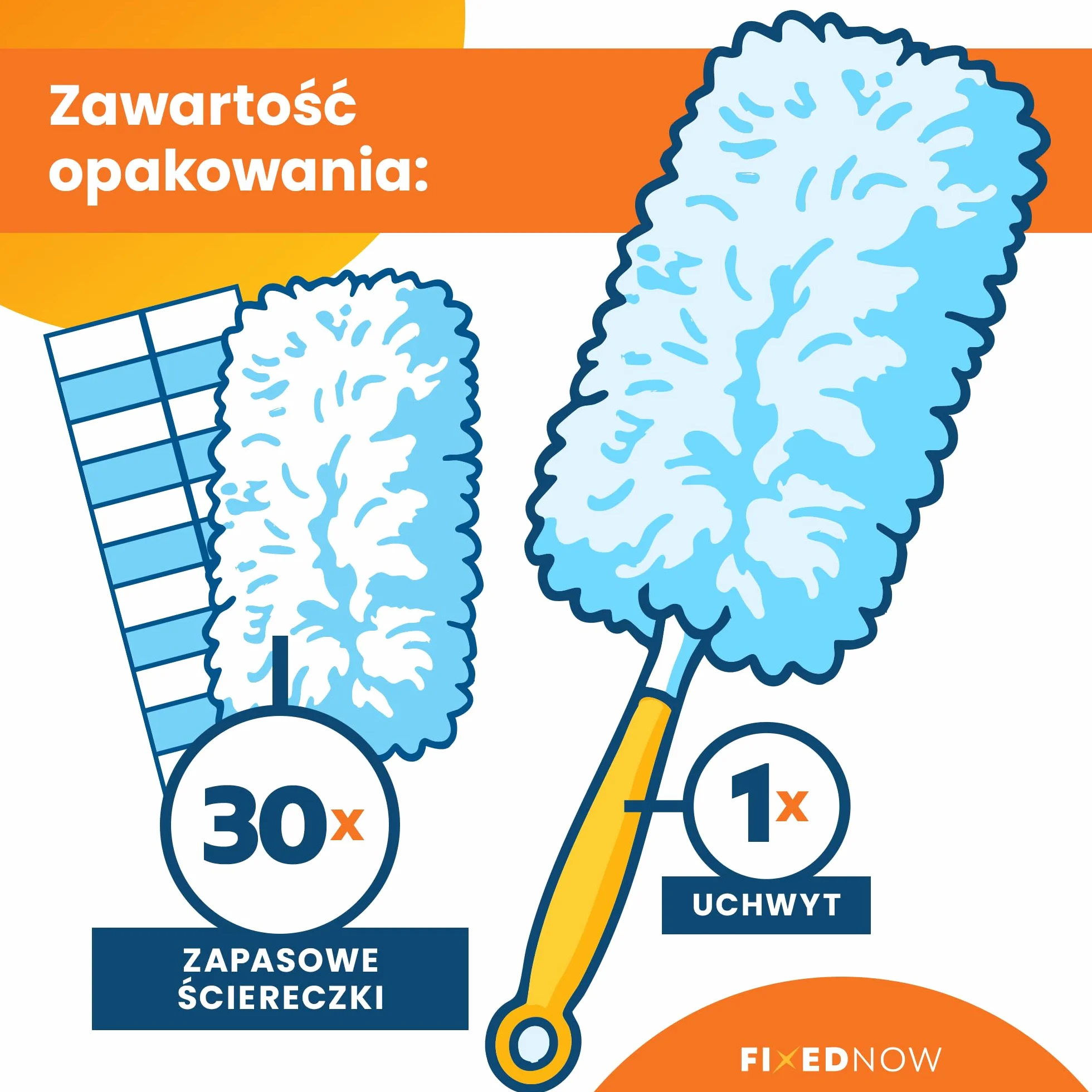 Zestaw 30 ściereczek do kurzu XXL z magnesem, zamiennik do Swiffer Duster, zestaw miotełek do kurzu z trzonkiem do czyszczenia na sucho, wkład wycieraczek do domu i samochodu