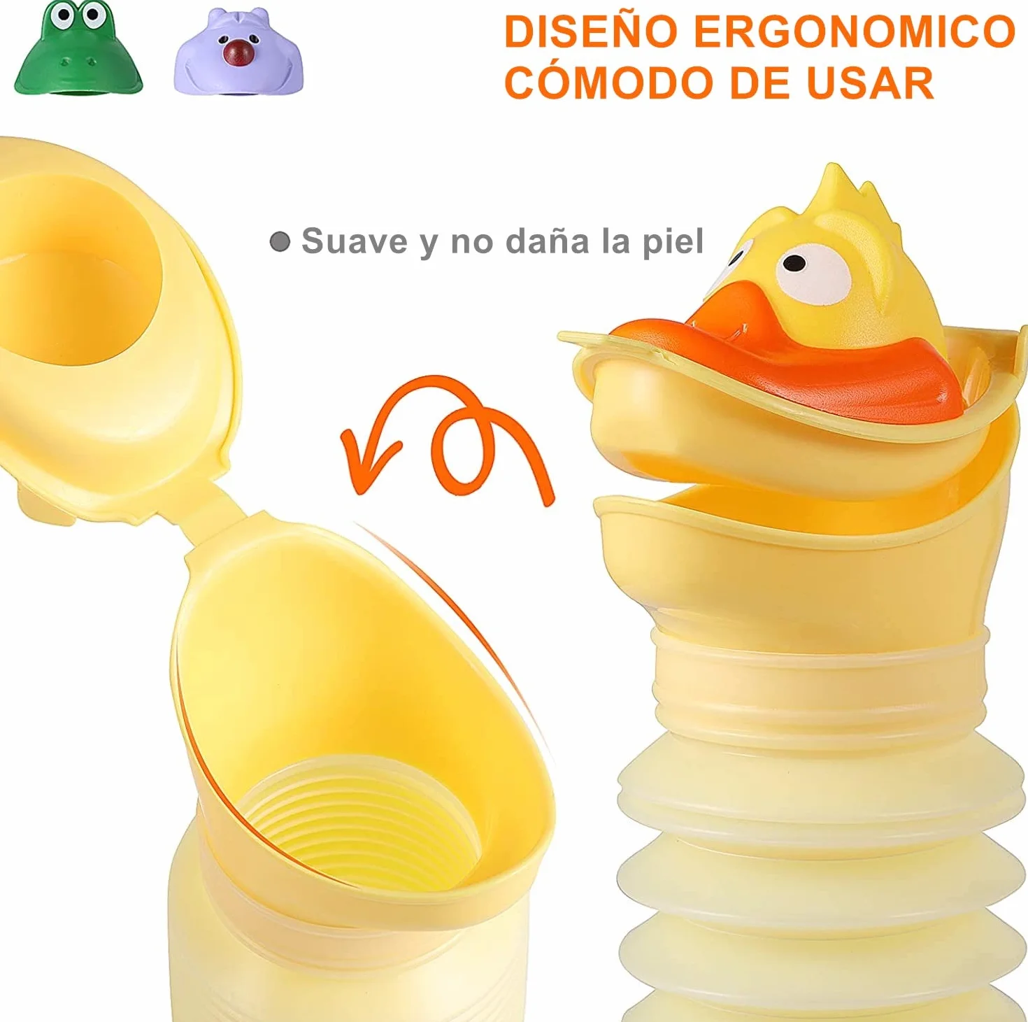 Voarge Przenośny nocnik dla dzieci, przenośny kreskówka dzieci Unisex Pisuar Podróż Pisuar Auto Toaleta Pee, żółty - 420ML
