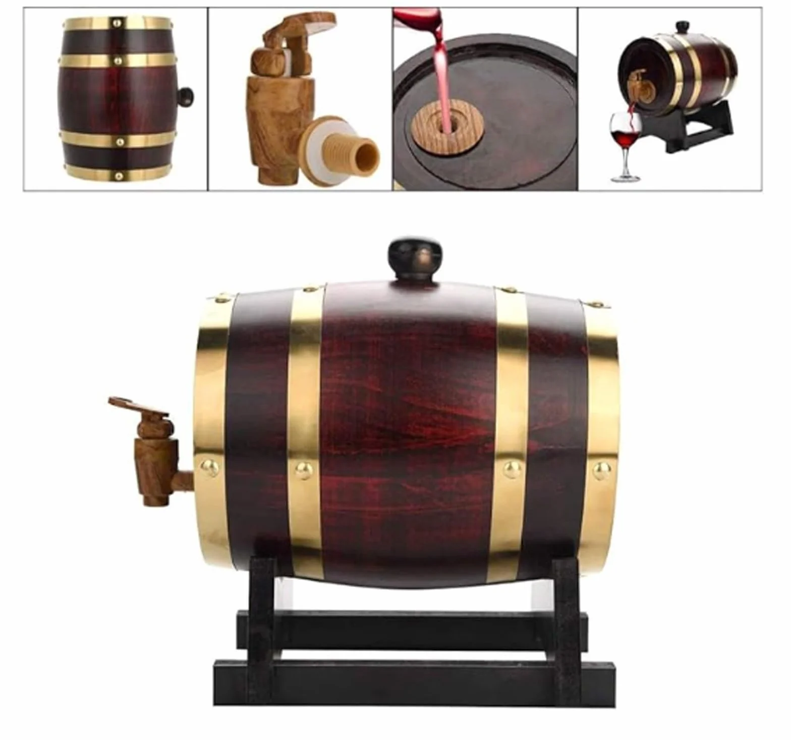 Dozownik do wina z drewna Vintage 3 l/5 l / 10 l / 15 l / 20 l / 30 l / 50 l l / beczka do whisky whisky Beczka do piwa Brandy, Tequili i Whisky (E,10L)