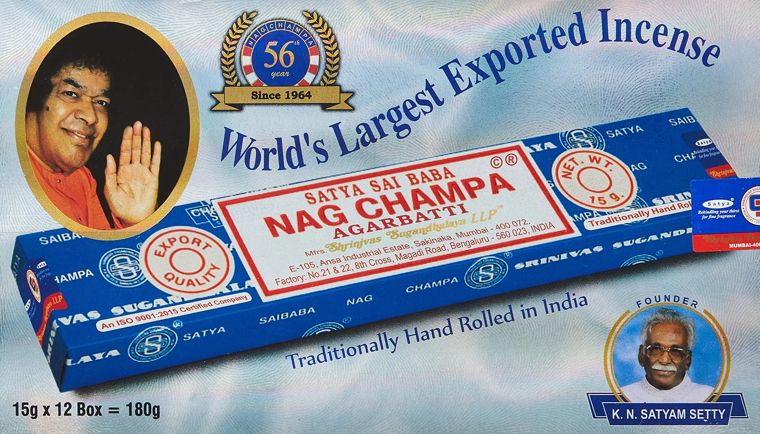 Kadzidełka Satya Nag Champa 12 paczek = 144 pałeczek