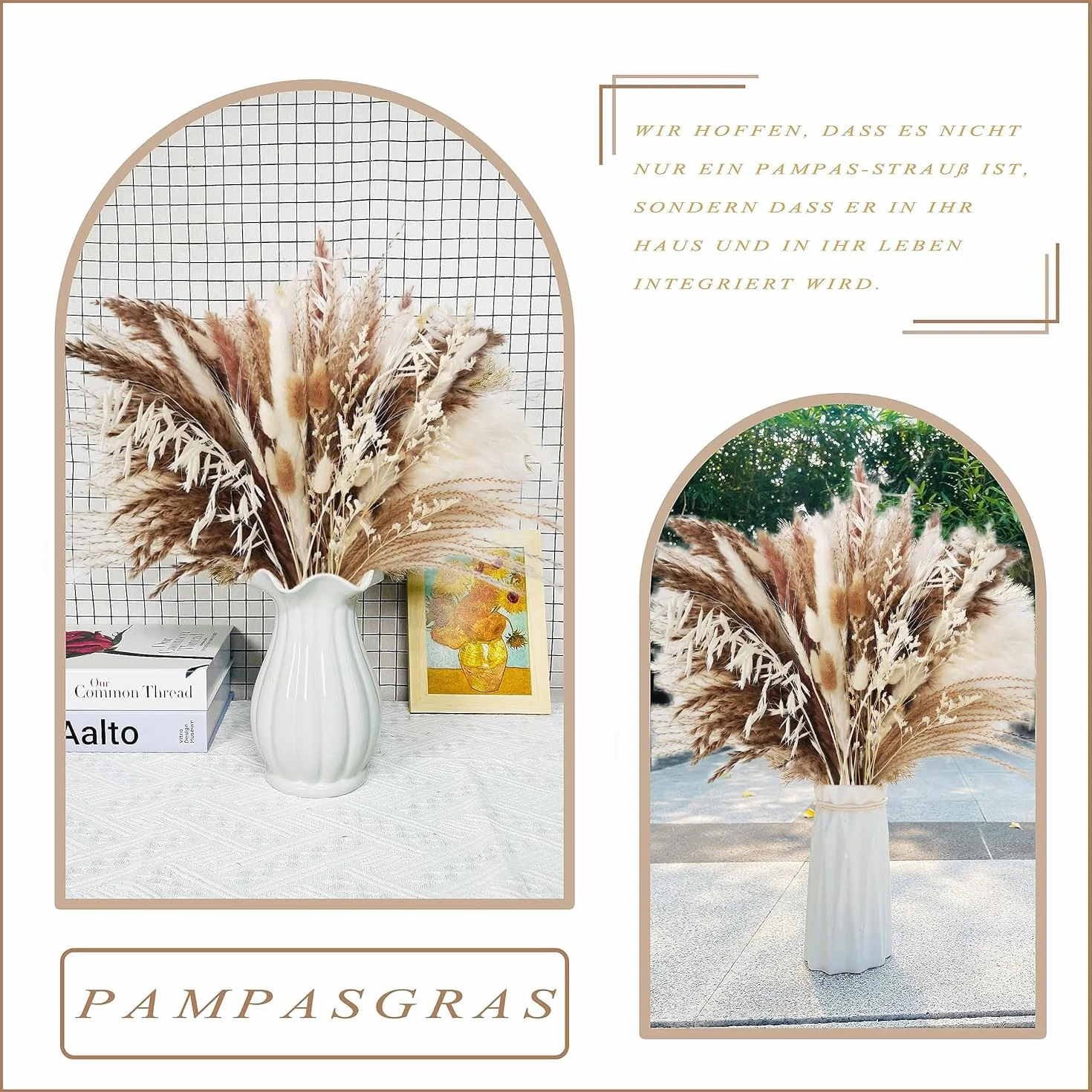Suszona trawa pampasowa, naturalne suszone kwiaty, dekoracja DIY, wazon na trawę pampasową, suszony bukiet, idealny do boho, salonu, sypialni, wazonów, dekoracja (65 sztuk)