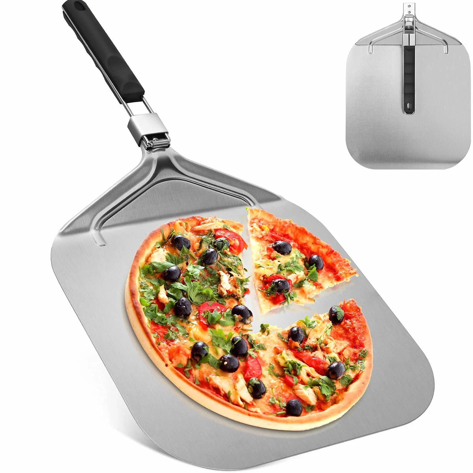 łopatka do pizzy, do kamienia do pizzy, do grilla lub piekarnika, z praktycznym składanym uchwytem, stabilna, do użytku domowego, do łatwego przechowywania