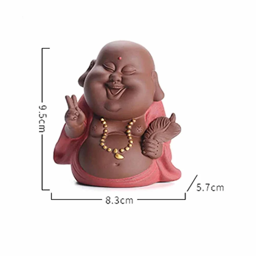 Fioletowy piasek mały mnich herbata zwierzę domowe ceramiczne figurki chłopców dekoracja wnętrz kreskówka mały mnich rzeźba posąg buddy do samochodu (kolor : a)