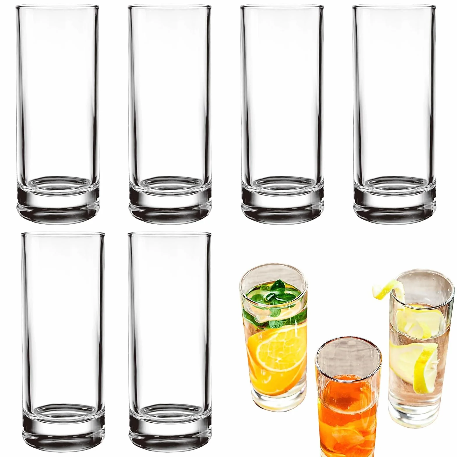 Zestaw do picia szklanek, 290 ml, klasyczne, przezroczyste, wielokrotnego użytku, naczynia do picia, 6 sztuk, do wody, whisky, piwa, wina, mrożonej kawy, lodowej herbaty, przy basenie, patio, na