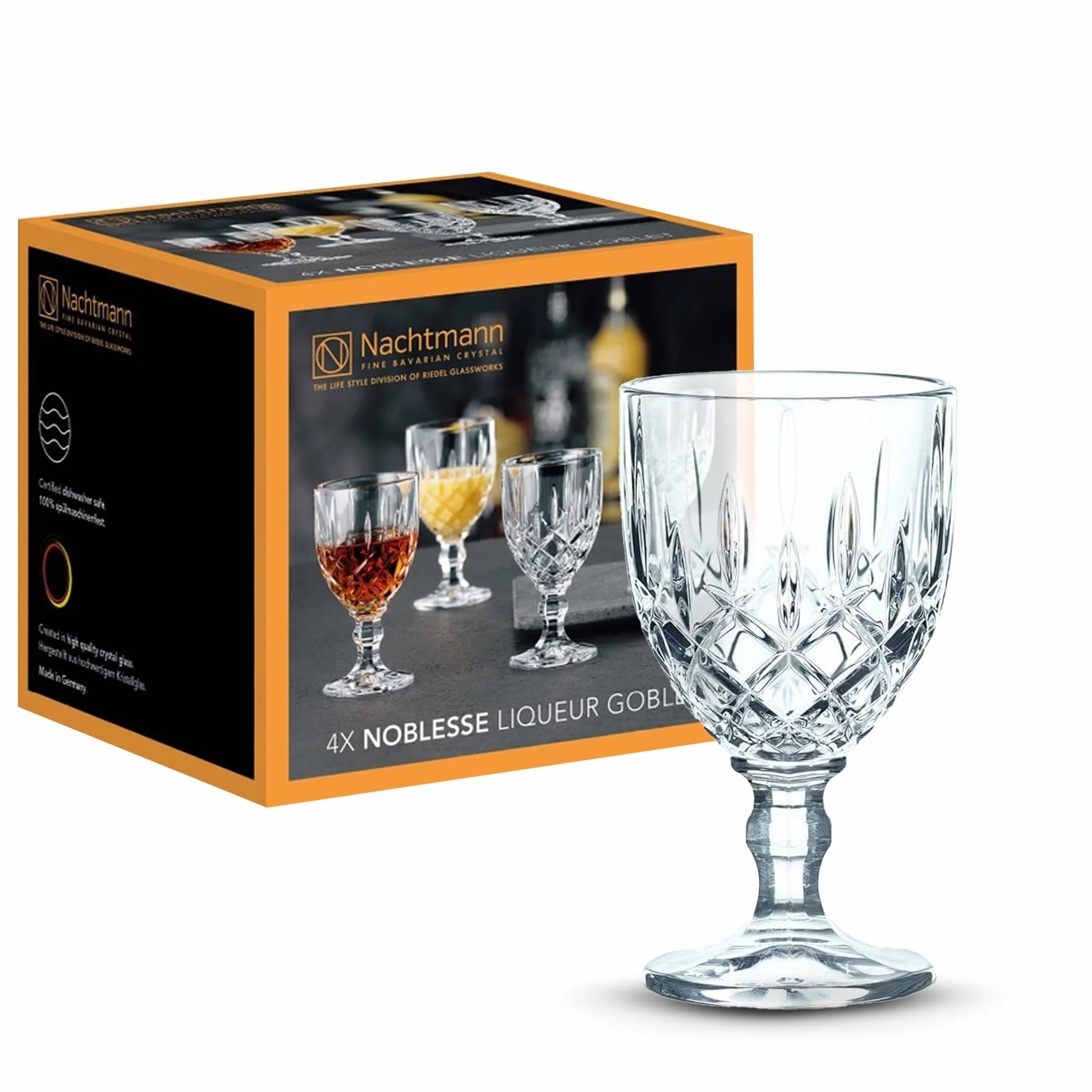 Spiegelau & Nachtmann 103748 4-częściowy zestaw kieliszków do likieru, szkło kryształowe, 57 ml, Noblesse