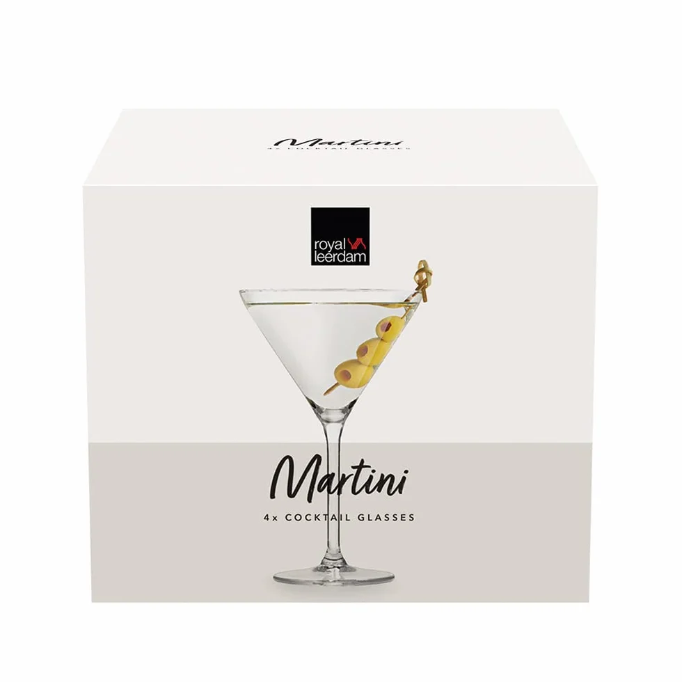 Royal Leerdam zestaw 4 kieliszków martini z przezroczystego szkła o pojemności 25 cl – eleganckie, wytrzymałe i nadają się do mycia w zmywarce