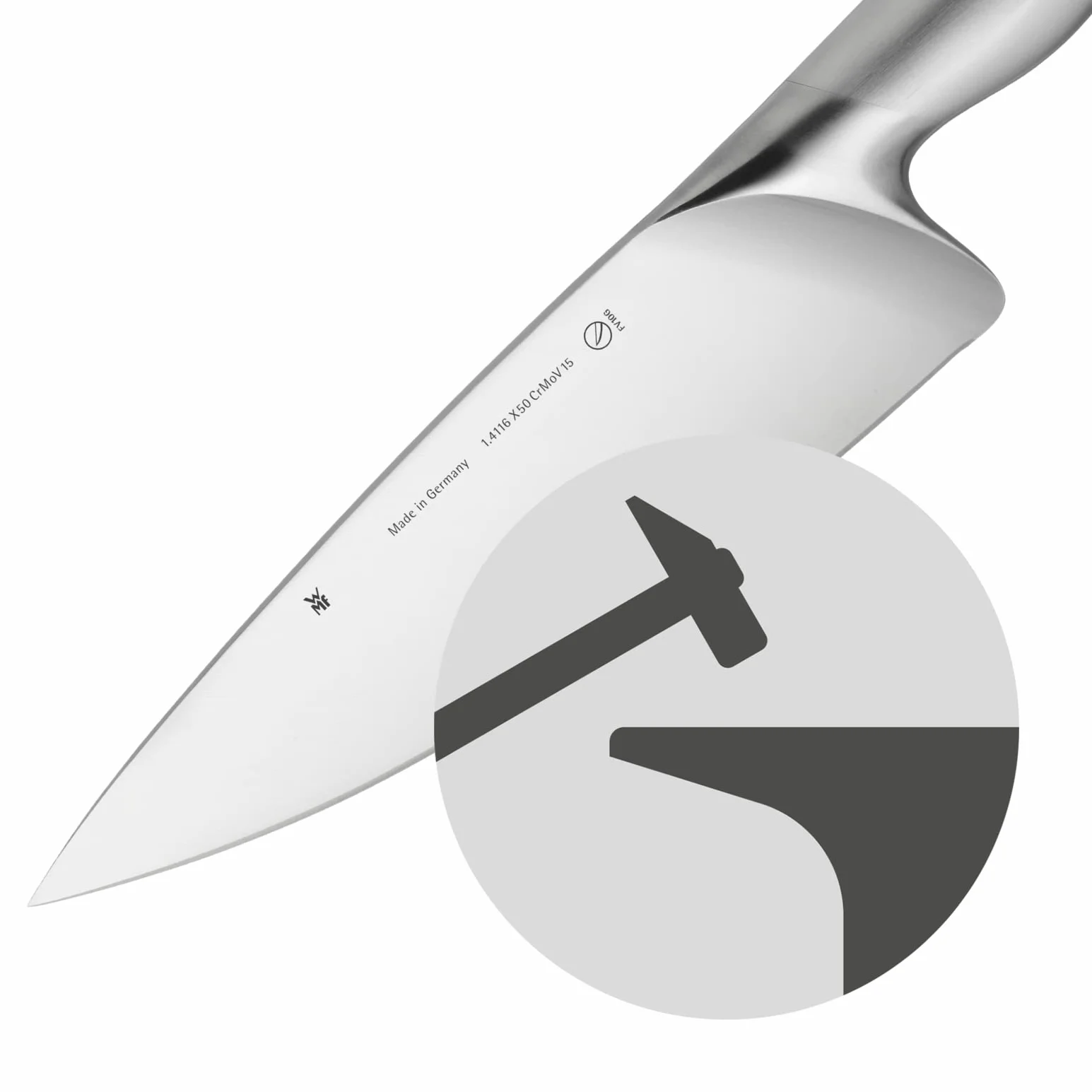 WMF Chef's Edition nóż uniwersalny, nóż do szpikulców 21 cm, nóż kuchenny Made in Germany, nóż kuty, Performance Cut, specjalna stal ostrza, drewniane pudełko, ostrze 10 cm