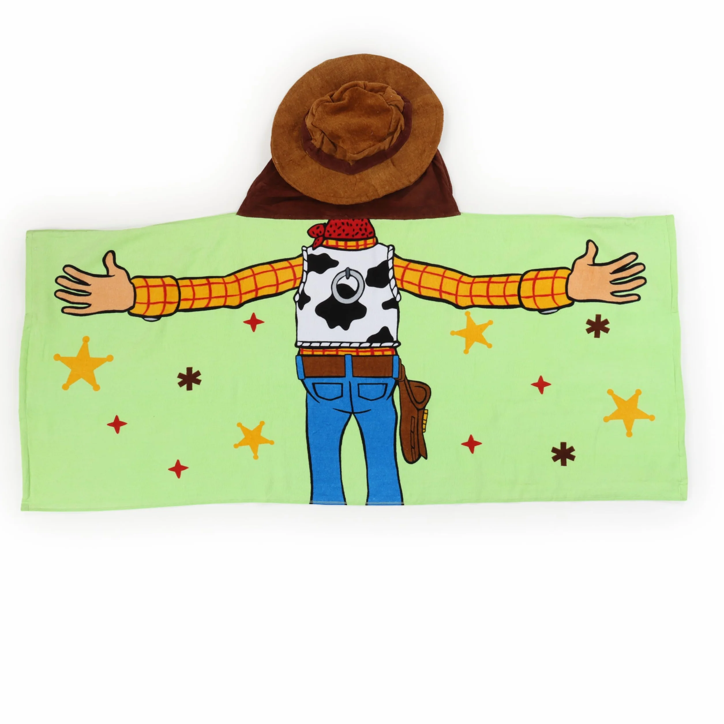 Jay Franco Disney Pixar Toy Story Woody - koc z kapturem 56 × 56 cm dla dzieci, super miękki do łazienki, plaży, basenu i podróży, oficjalnie licencjonowany produkt, zielony
