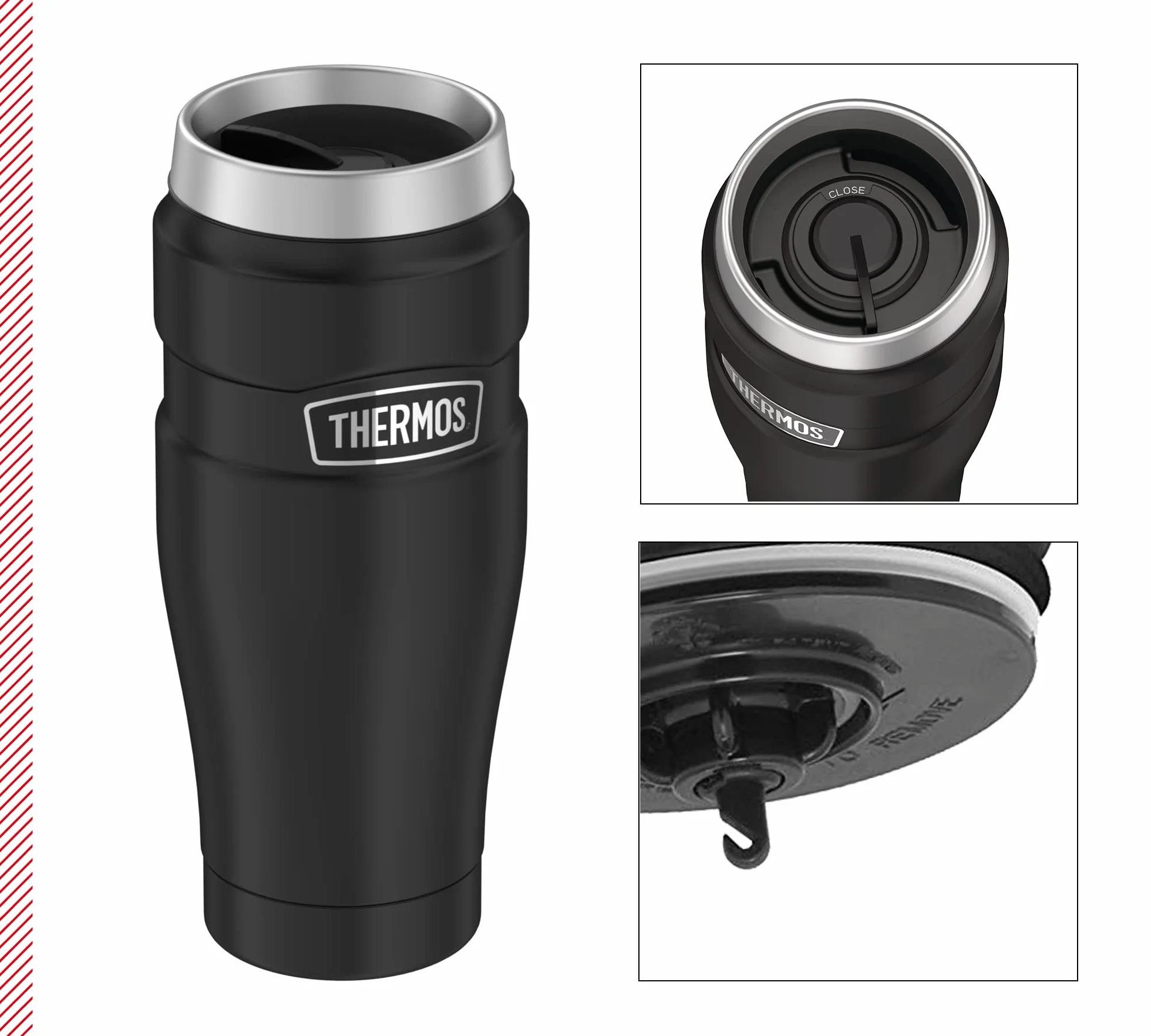 Thermos Stainless King Kubek Termiczny, Czarny, 470 ml