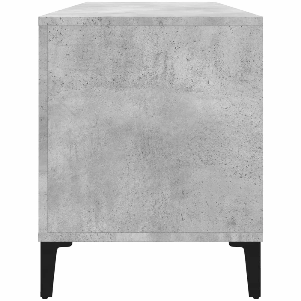 Szafa płytowa, betonowa, szara, 100 x 38 x 48 cm, materiał drewnopochodny, przechowywanie winylowe, stabilna szafka na media do gramofonu, salonu, biura, komoda z metalowymi nogami