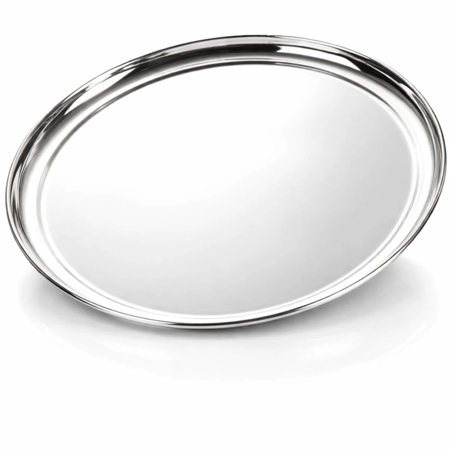 COM-FOUR® taca do serwowania ze stali nierdzewnej - okrągła taca do serwowania i dekorowania - błyszcząca taca do serwowania (1 sztuka - ok. 33 cm z krawędzią)