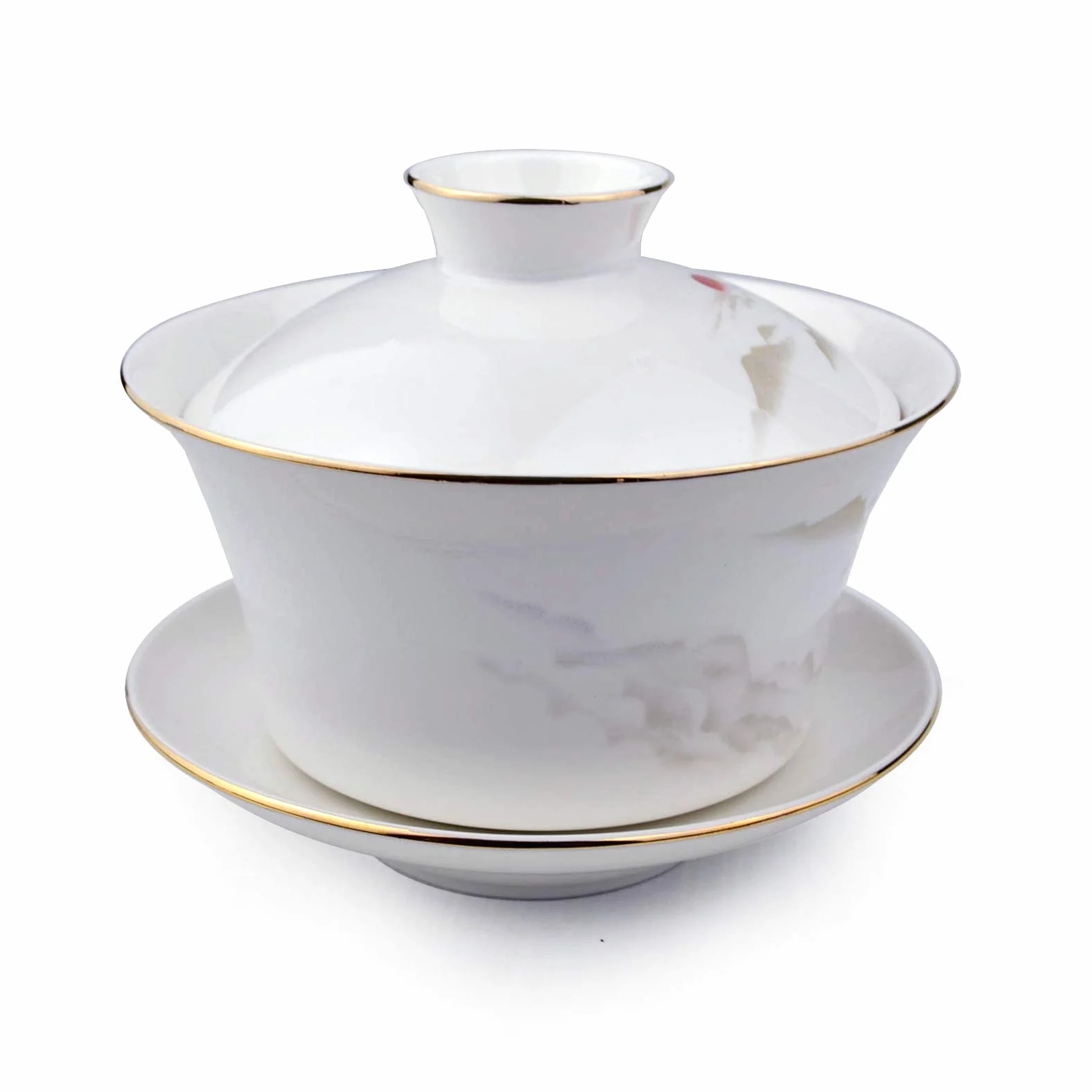 Gaiwan biała porcelana duża filiżanka 500 ml filiżanka do herbaty Sancai zestaw pokrywka słońce piękna góra (470 ml duży)