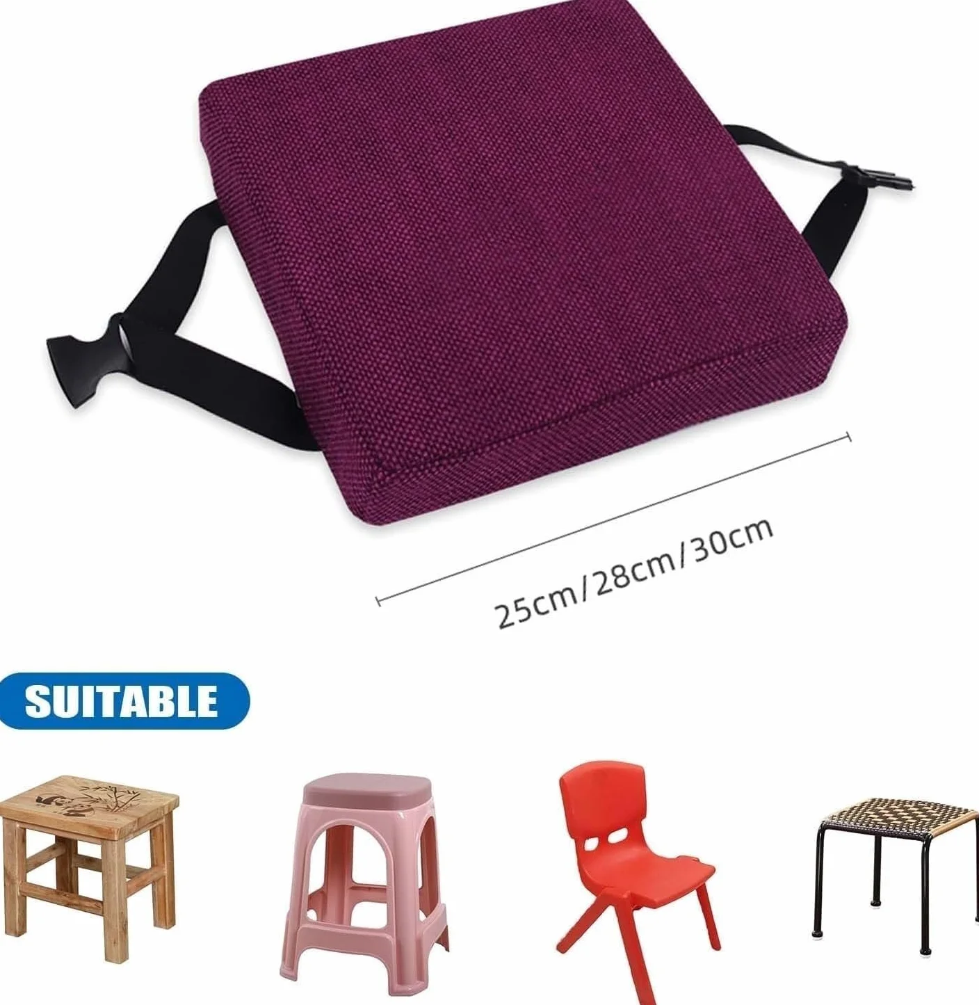 Poduszka na siedzisko z pianki memory foam o grubości 3/5/8 cm, antypoślizgowe podkładki na siedziska, krzesła do jadalni z możliwością zdejmowania, krzesła barowe(Dark coffee,30X30x5CM)