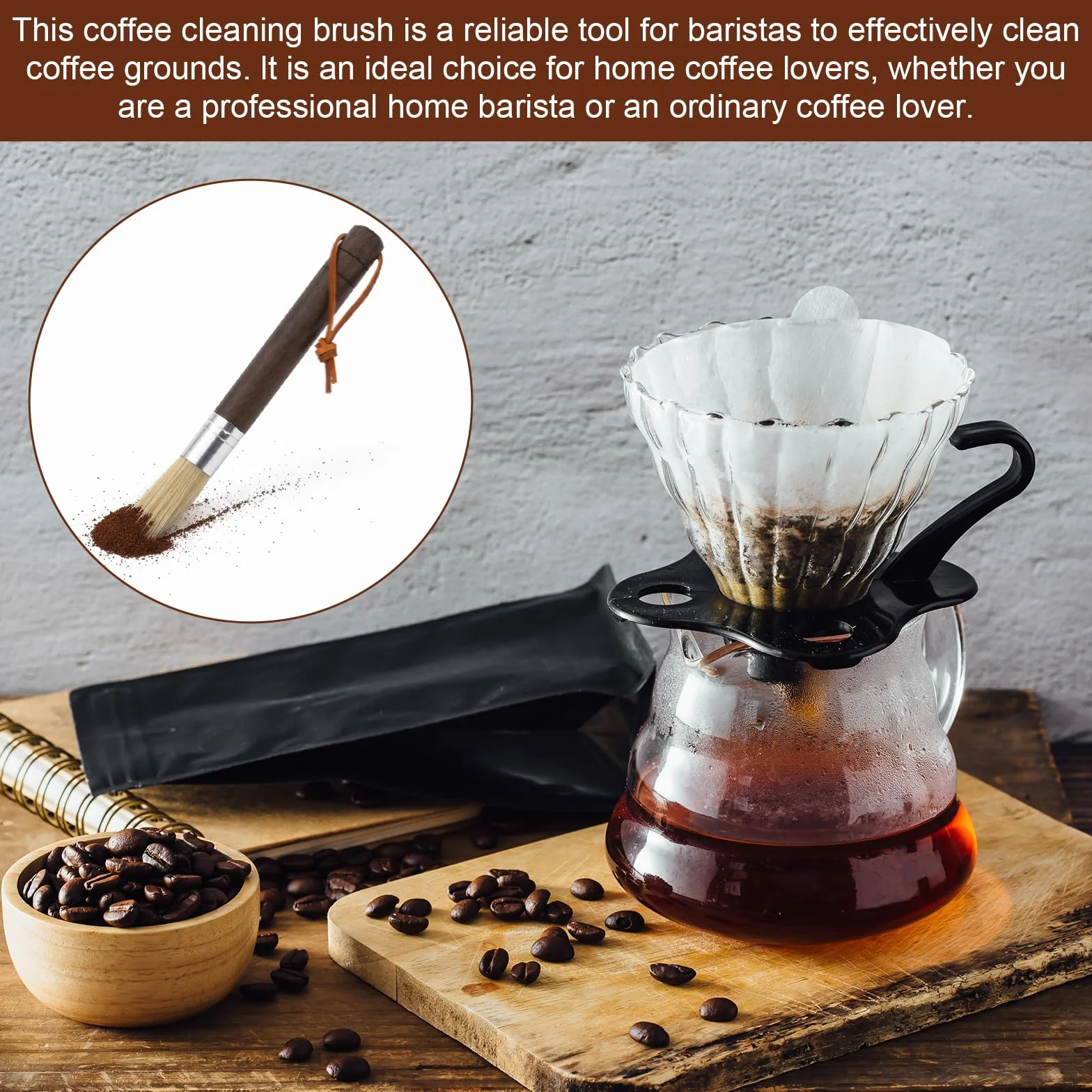 2 sztuki pędzli barista, pędzelek do kawy, sitko, pędzel do czyszczenia, naturalne włosie, akcesoria barista do młynka do kawy, ekspresu do kawy, sitka