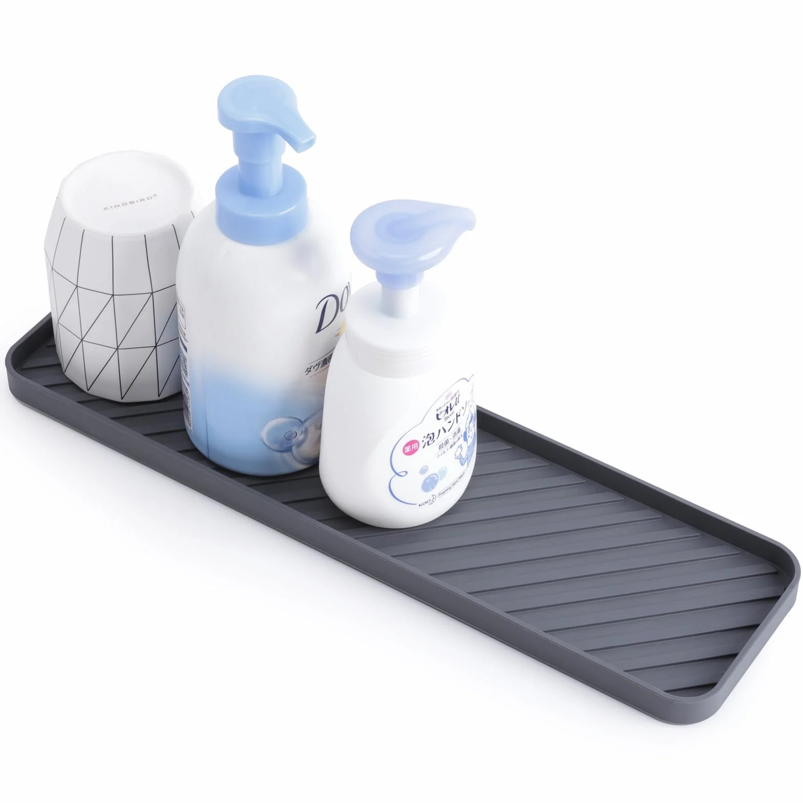 Toski Silikonowa tacka, 40 cm – organizer do zlewu, tacka na kosmetyki, organizer do kuchni i łazienki, mata ociekowa, silikonowy organizer do umywalki, silikonowy uchwyt na gąbkę