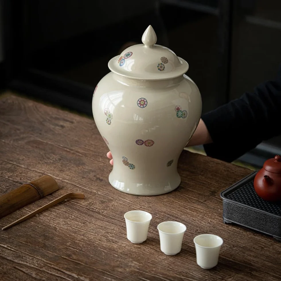 CMBSSTFC Pojemnik na herbatę Ceramiczny pojemnik do przechowywania luzem herbaty Słoik Duży, szczelnie zamknię słoik Słoik do przechowywania herbaty o dużej pojemności Zestaw herbaciany Pojedynczy